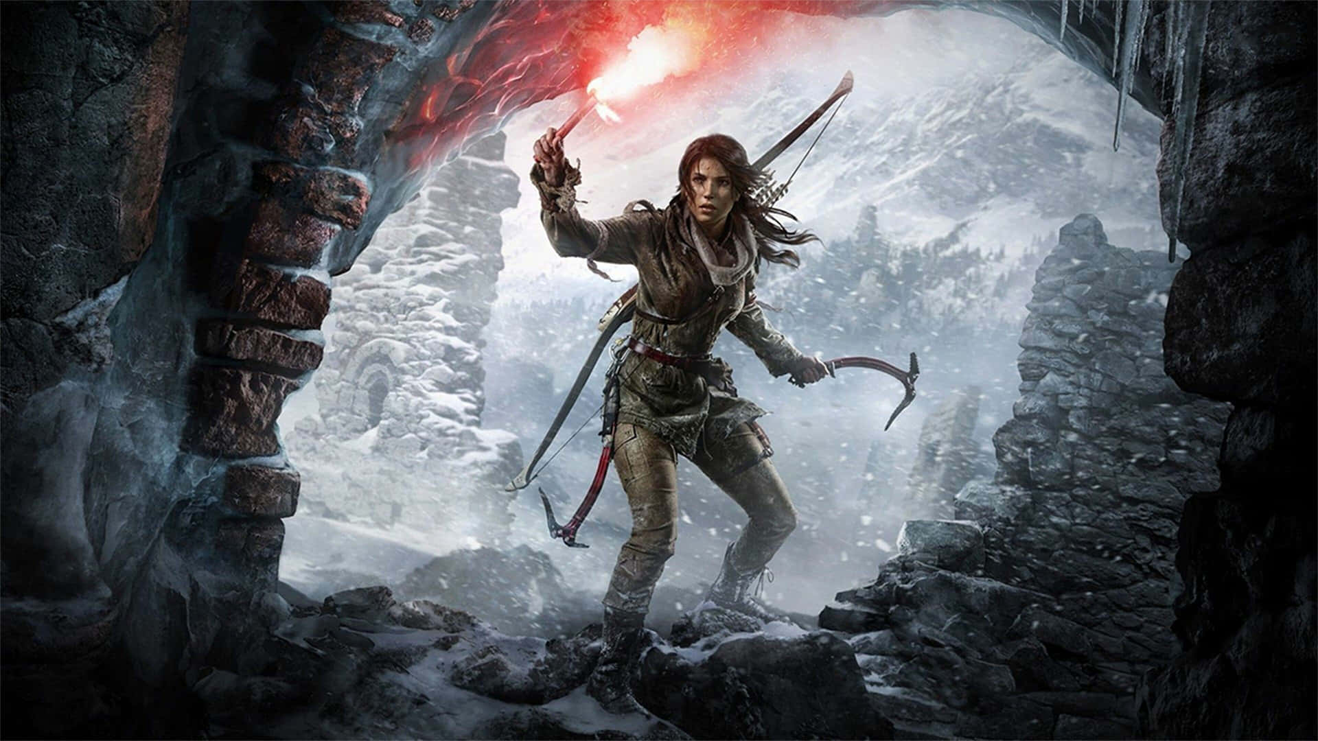 Lara Croft Adventurein Snow Wallpaper