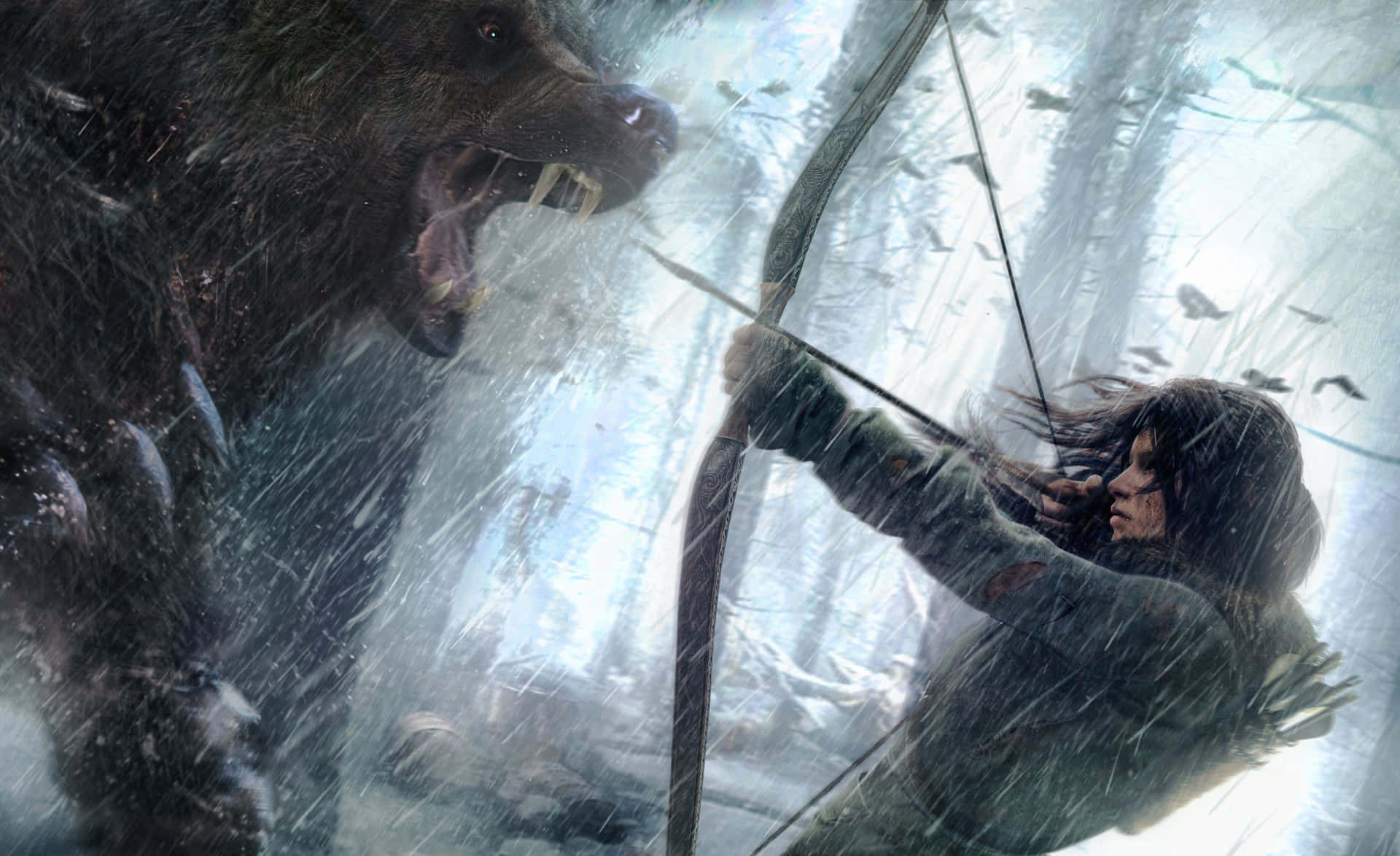 Lara Croft Bear Encounter Wallpaper