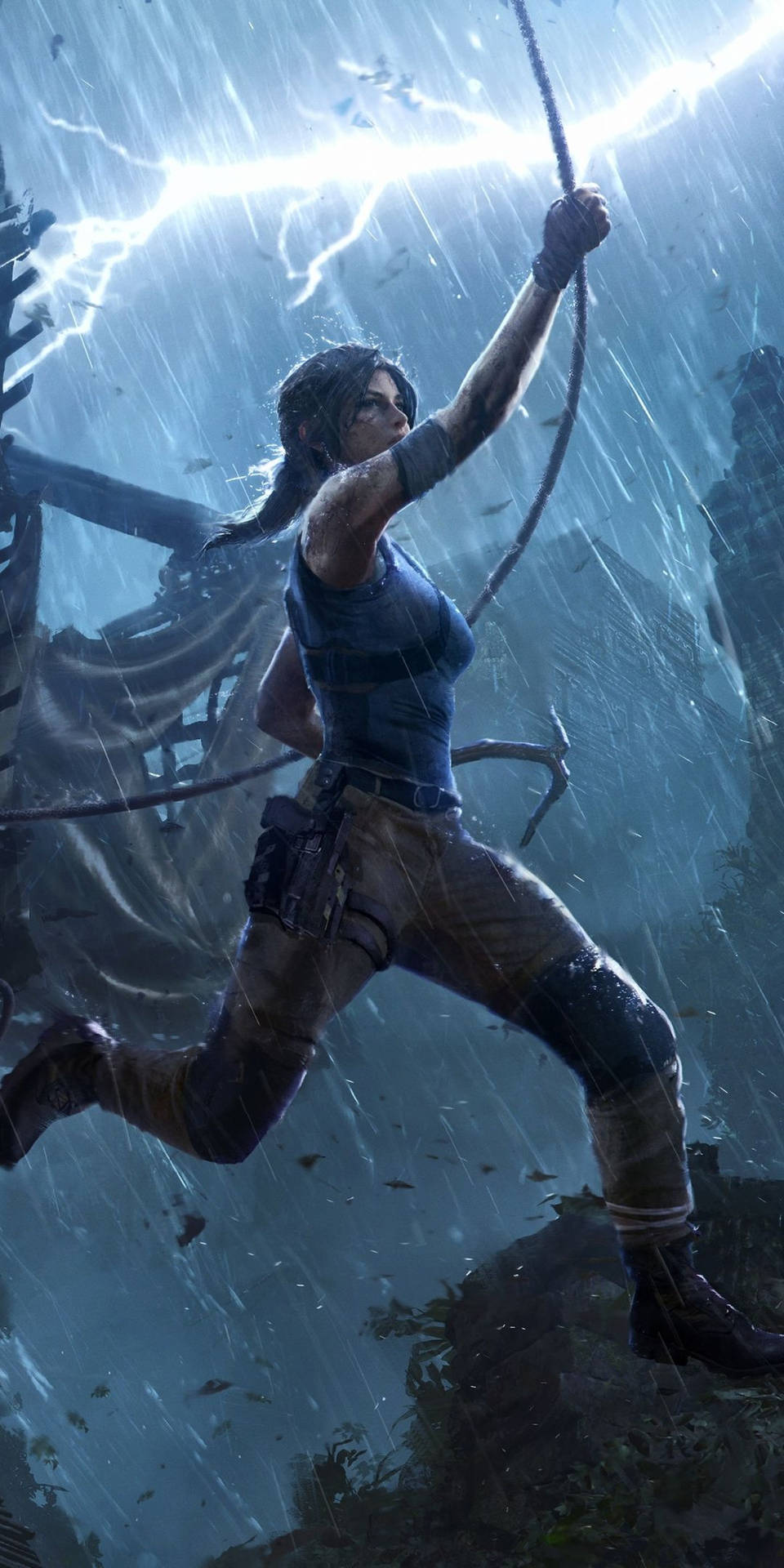 Fühlensie Sich Überall Wie Eine Tomb Raider Mit Laras Crofts Iphone Wallpaper