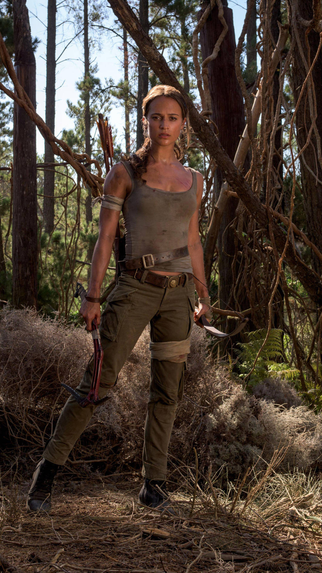 Lara Croft iPhone Alicia Vikander tapet baggrundsbillede. Wallpaper