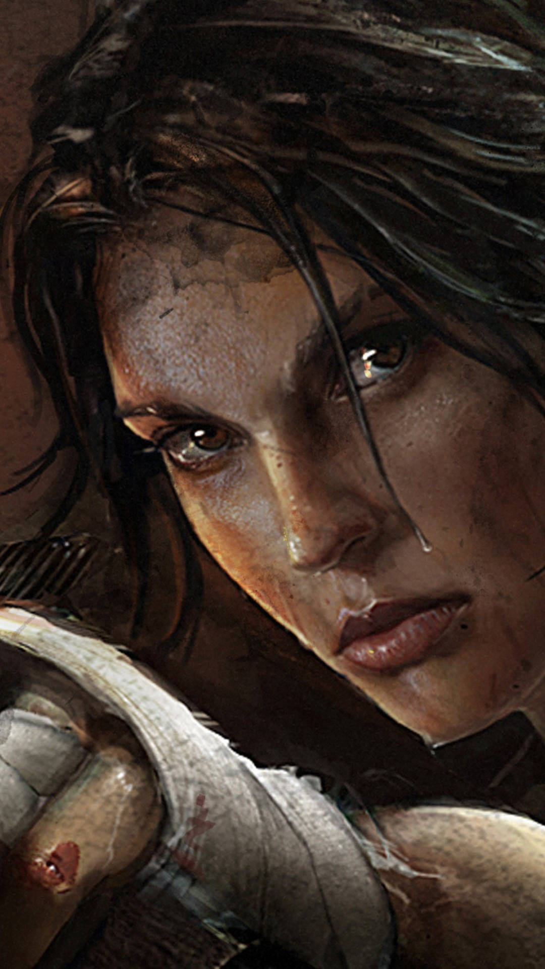 Lara Croft iPhone Close-Up Wallpaper