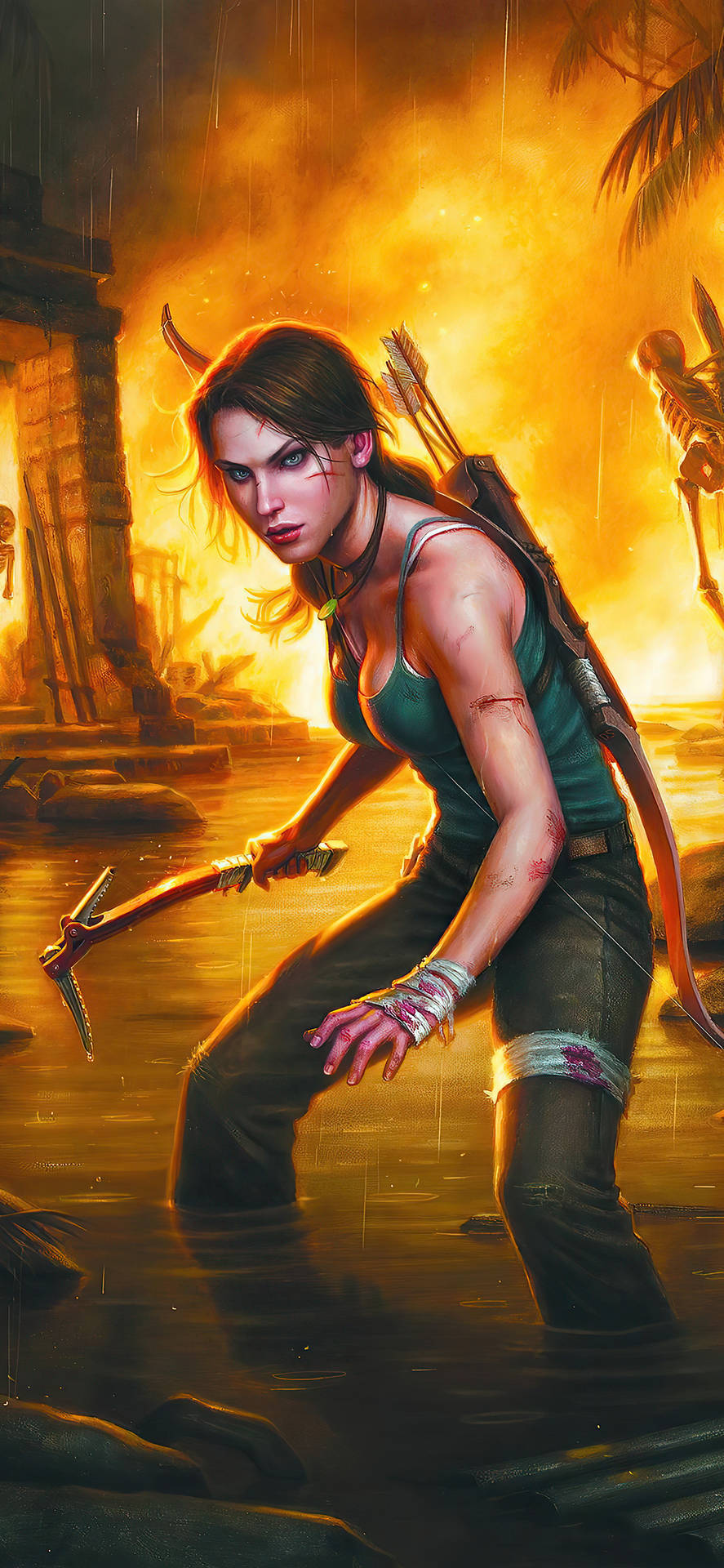 Unlock your inner adventurer with the Lara Croft iPhone Wallpaper