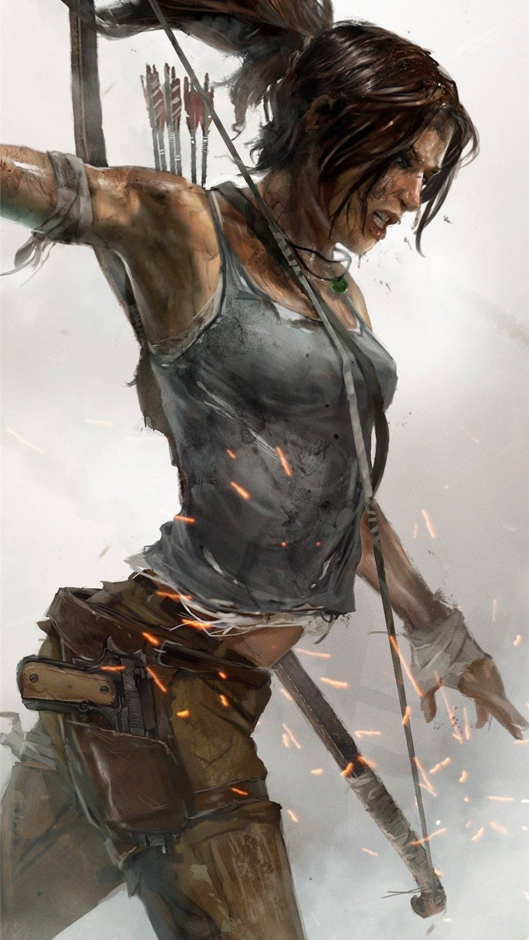 Unearth the tomb of new adventures with Lara Croft on your Iphone Wallpaper
