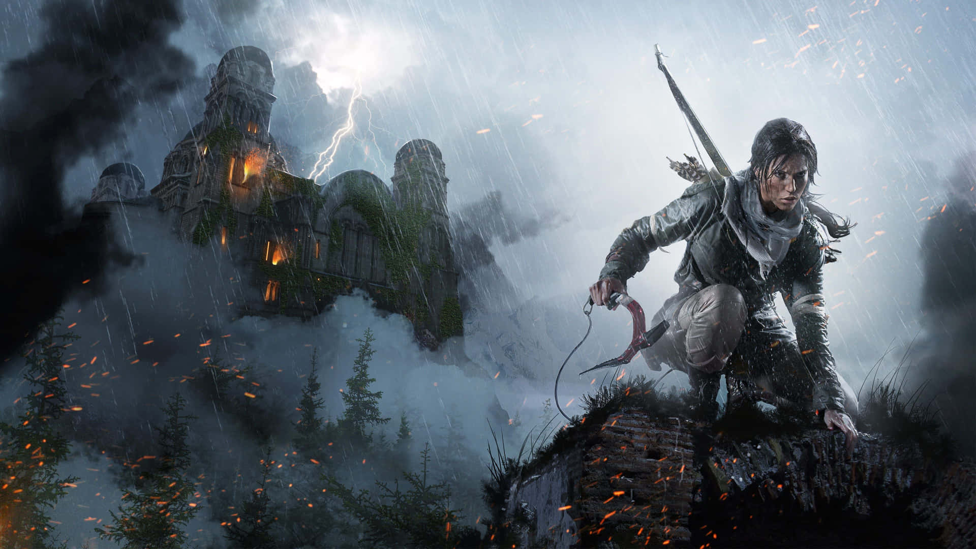 Lara Croft Stormy Adventure Wallpaper