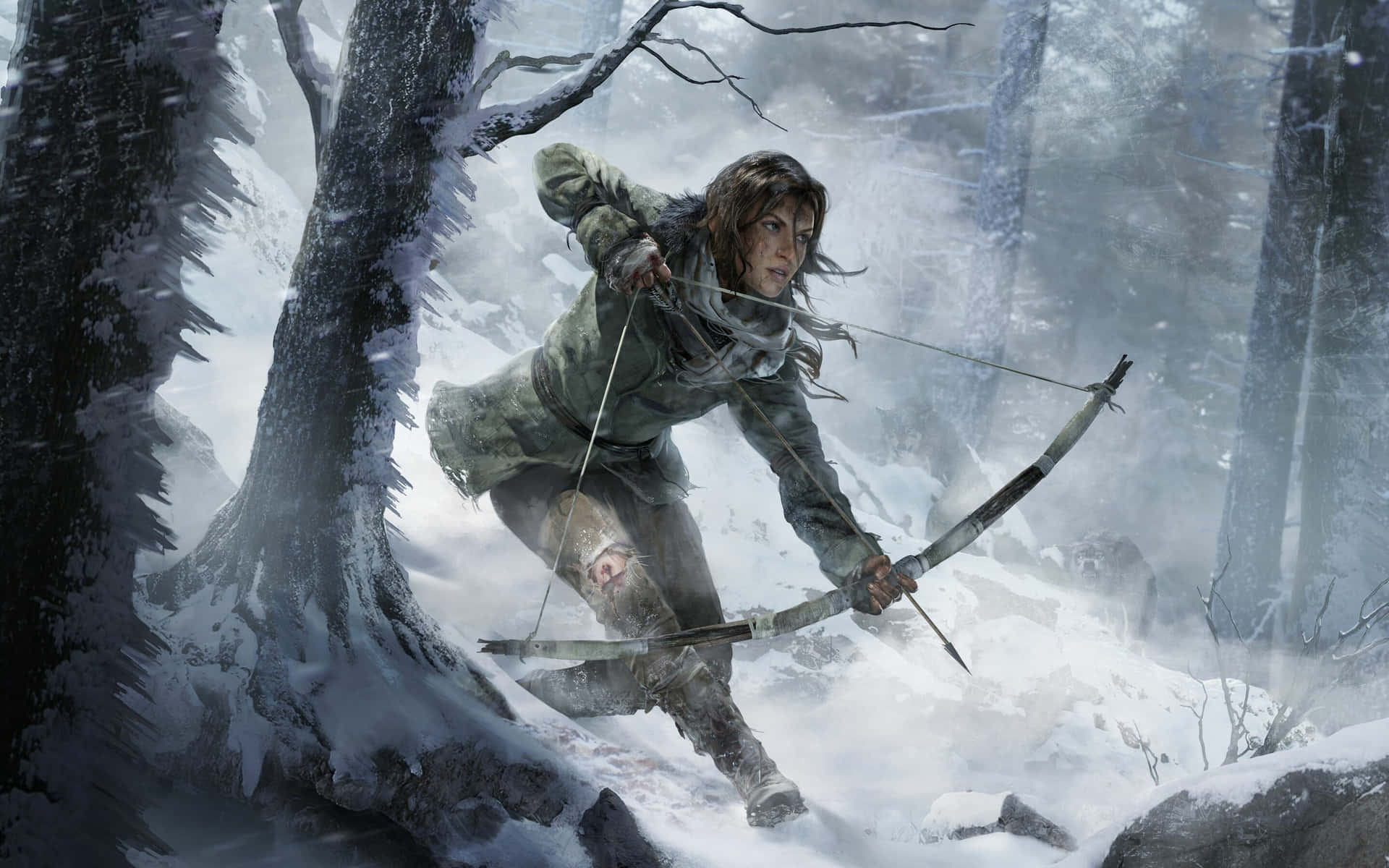 Lara Croft Winter Survival Archery Wallpaper