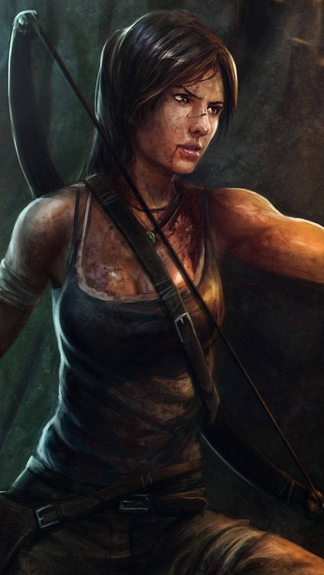 Laraface Feroz Tomb Raider Iphone. Papel de Parede