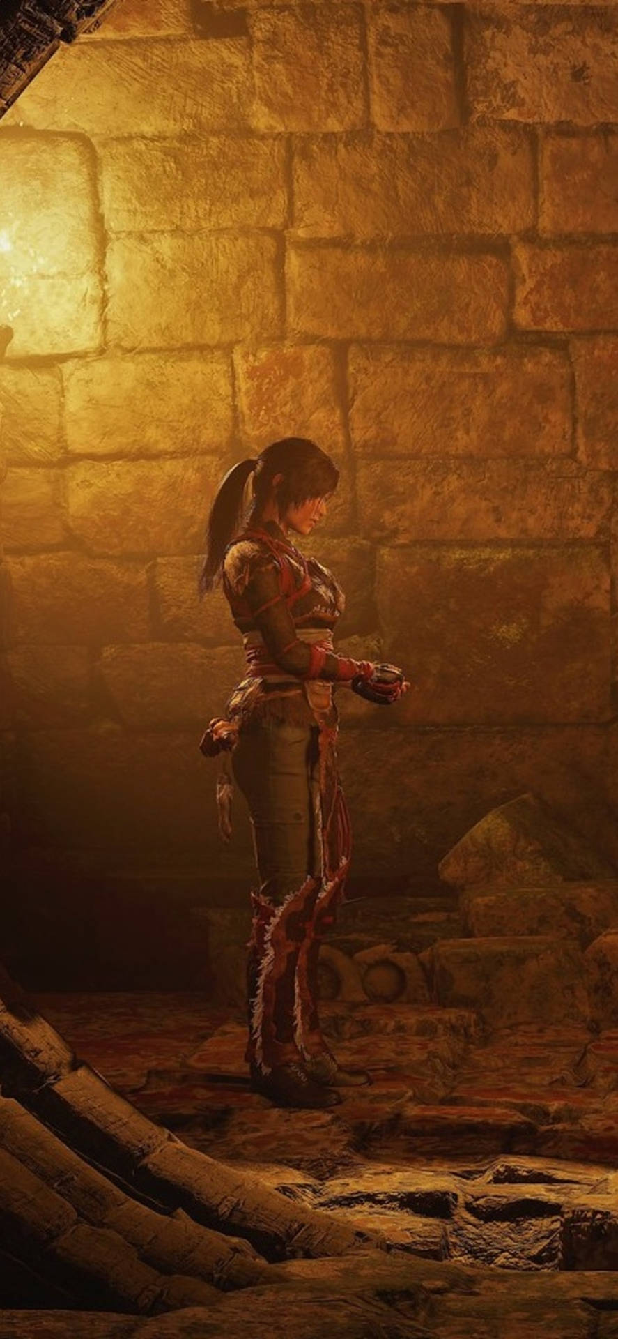 Lara I Hule Tomb Raider Iphone Baggrund Wallpaper