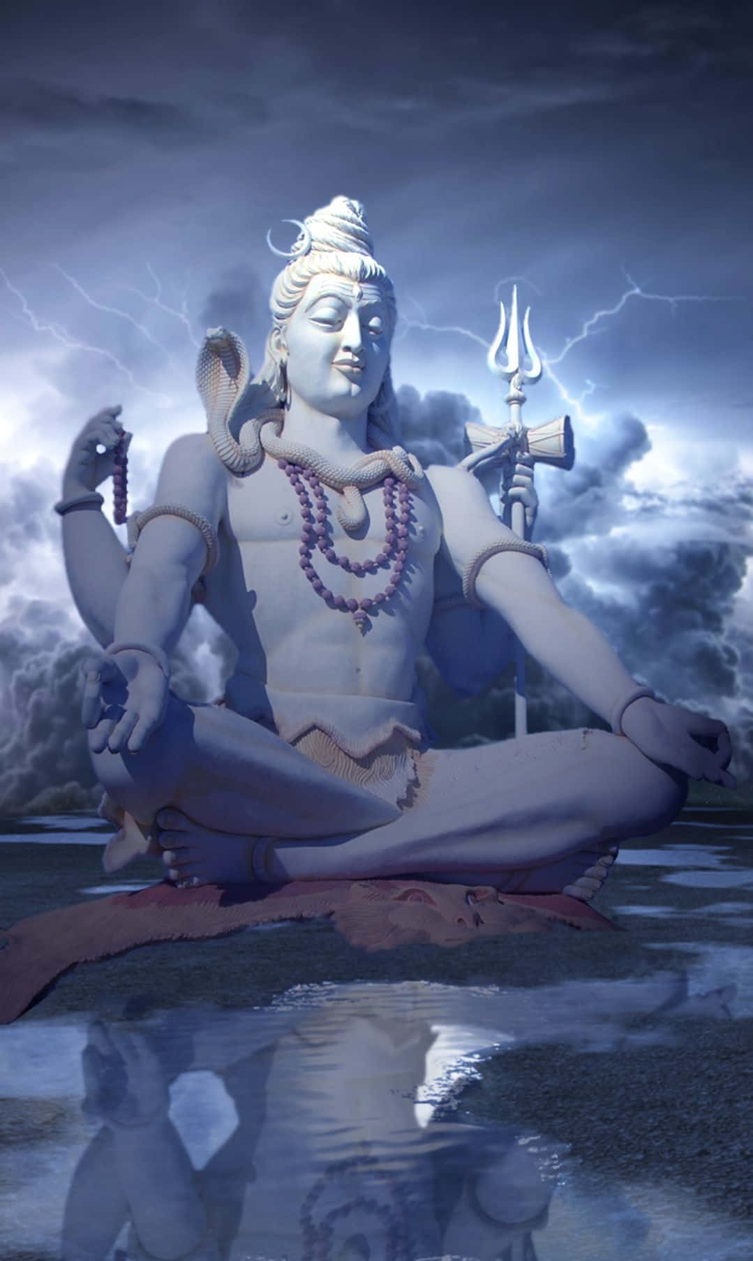 Einestatue Von Lord Shiva, Der Im Wasser Sitzt Wallpaper
