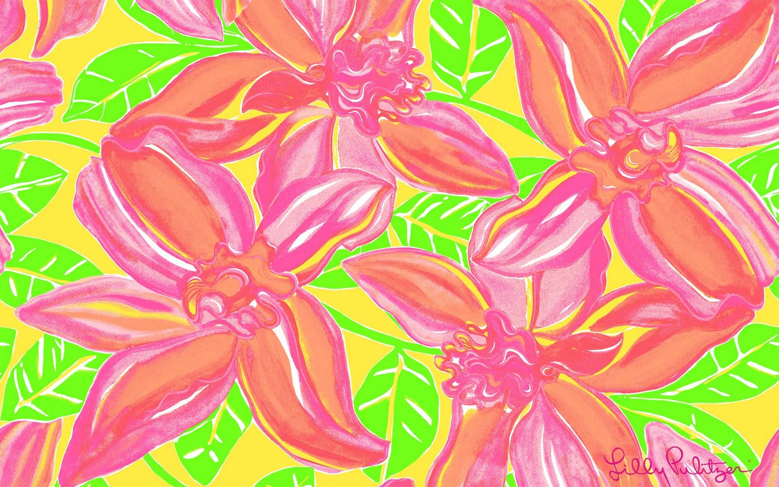 Large Pink Flowers Lilly Pulitzer Desktop Wallpaper
