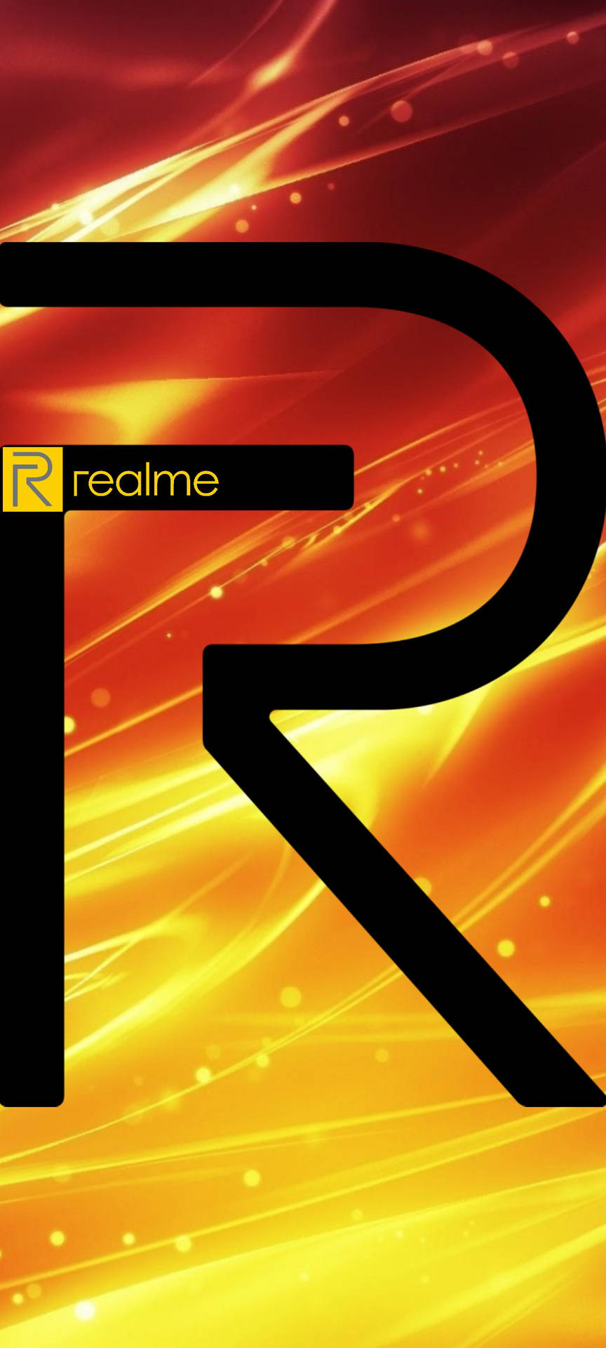 Stort Realme Logo Brændende Orange Wallpaper