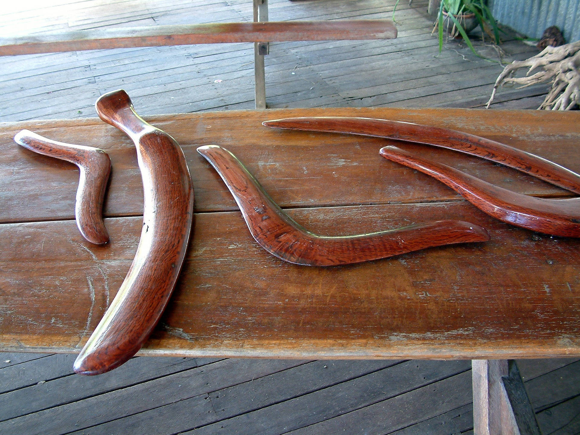 Large Wooden Boomerangs Wallpaper