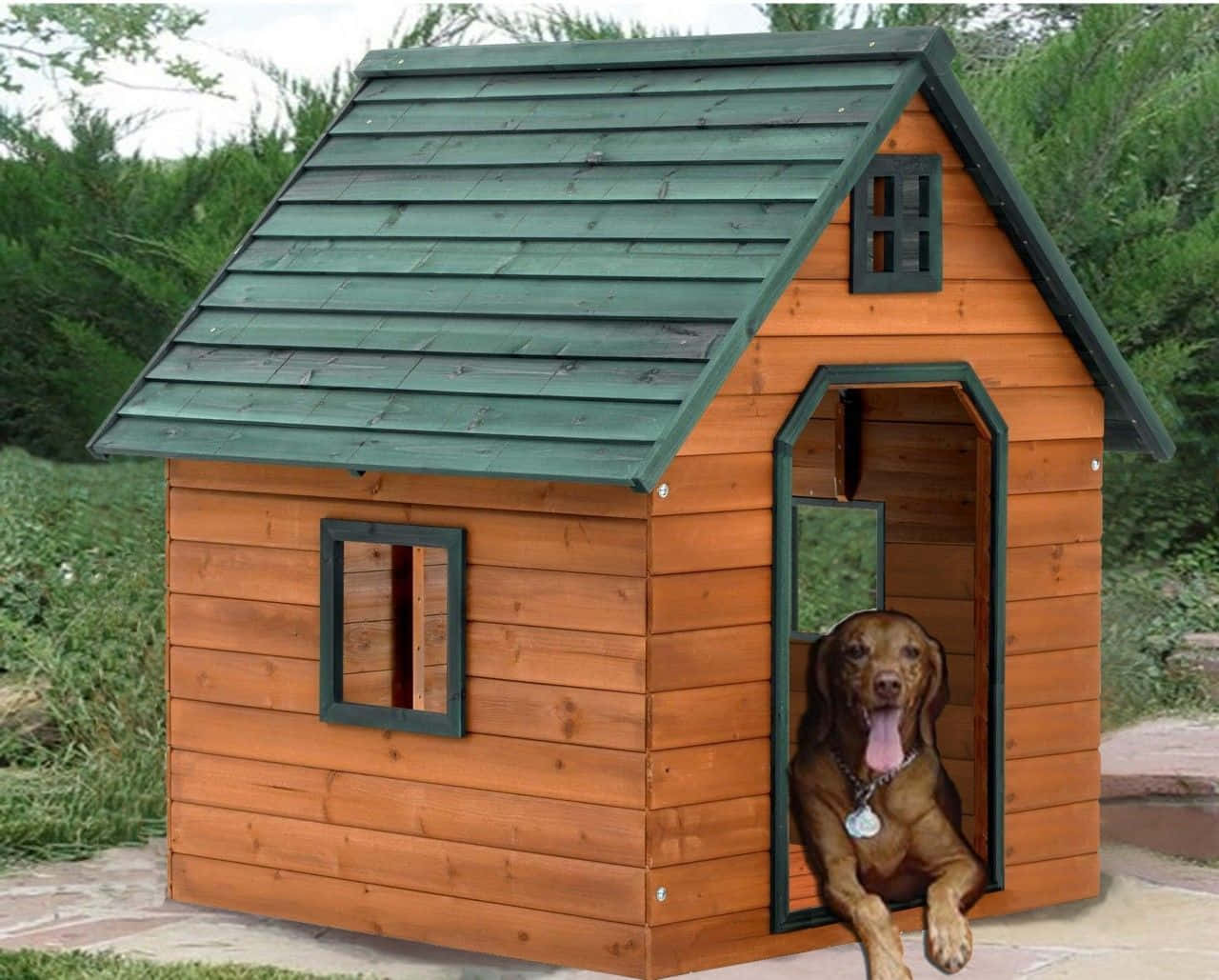 Large Wooden Dog House In Nature Wallpaper
