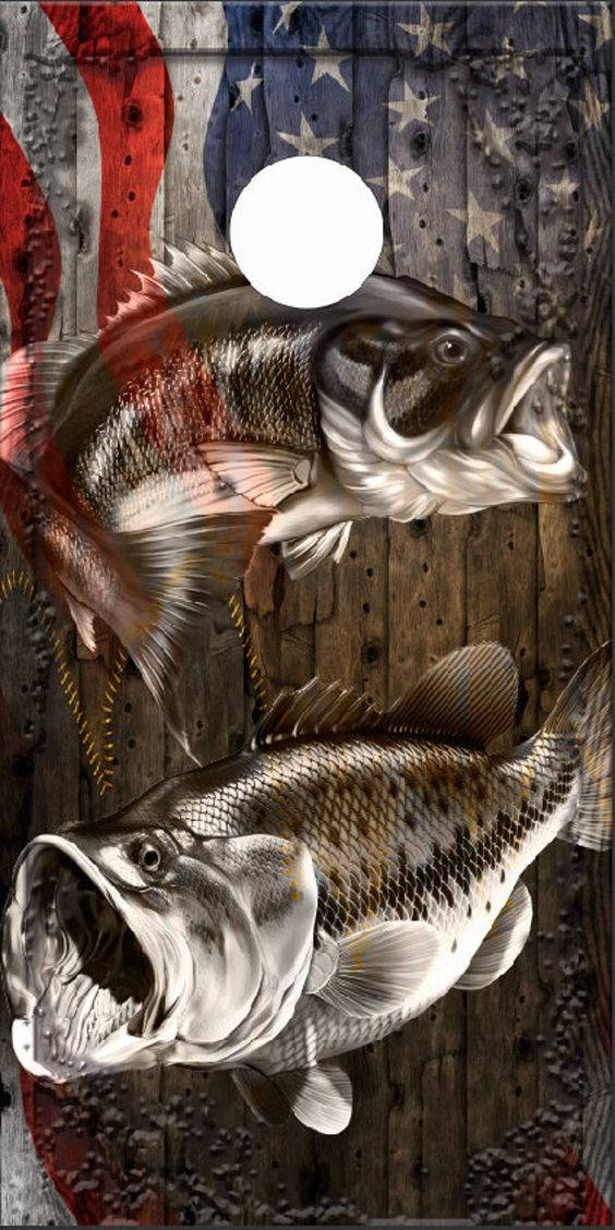 Tvåfiskar På En Träbakgrund Wallpaper