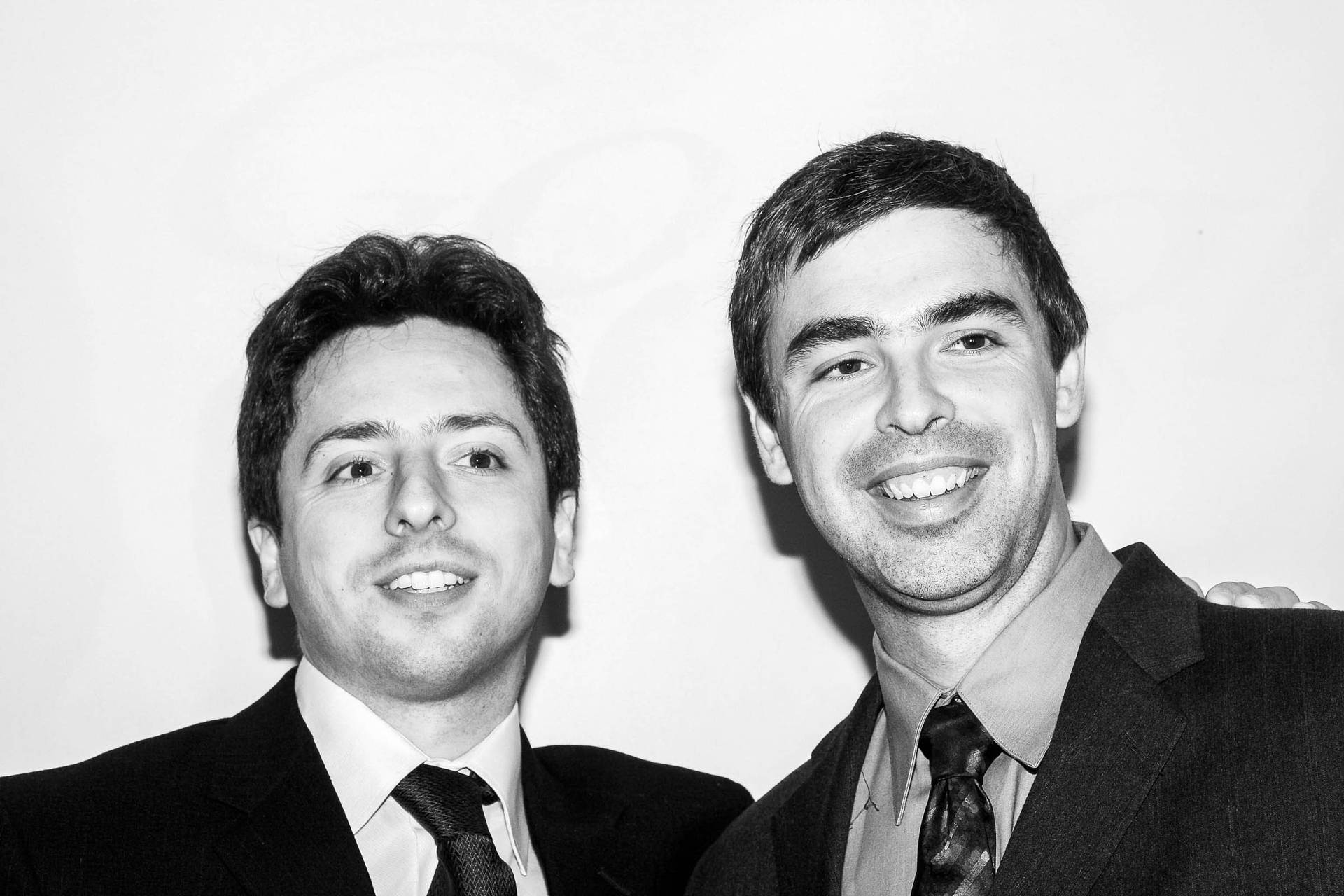 Larry Page Sergey Brin Black And White Photo Wallpaper