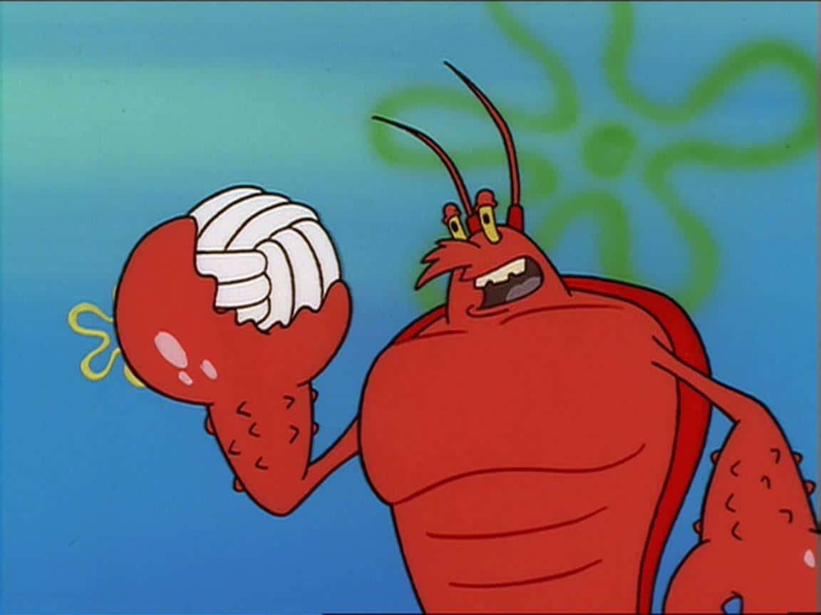 Larry the Lobster flexing his muscles on the ocean floor Wallpaper