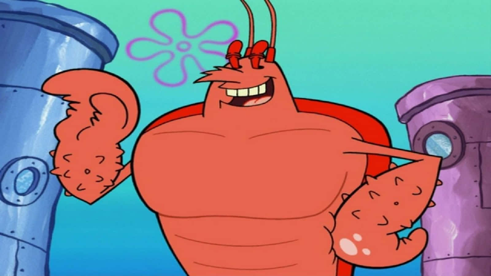 Larry the Lobster flexing his muscles at Bikini Bottom Wallpaper