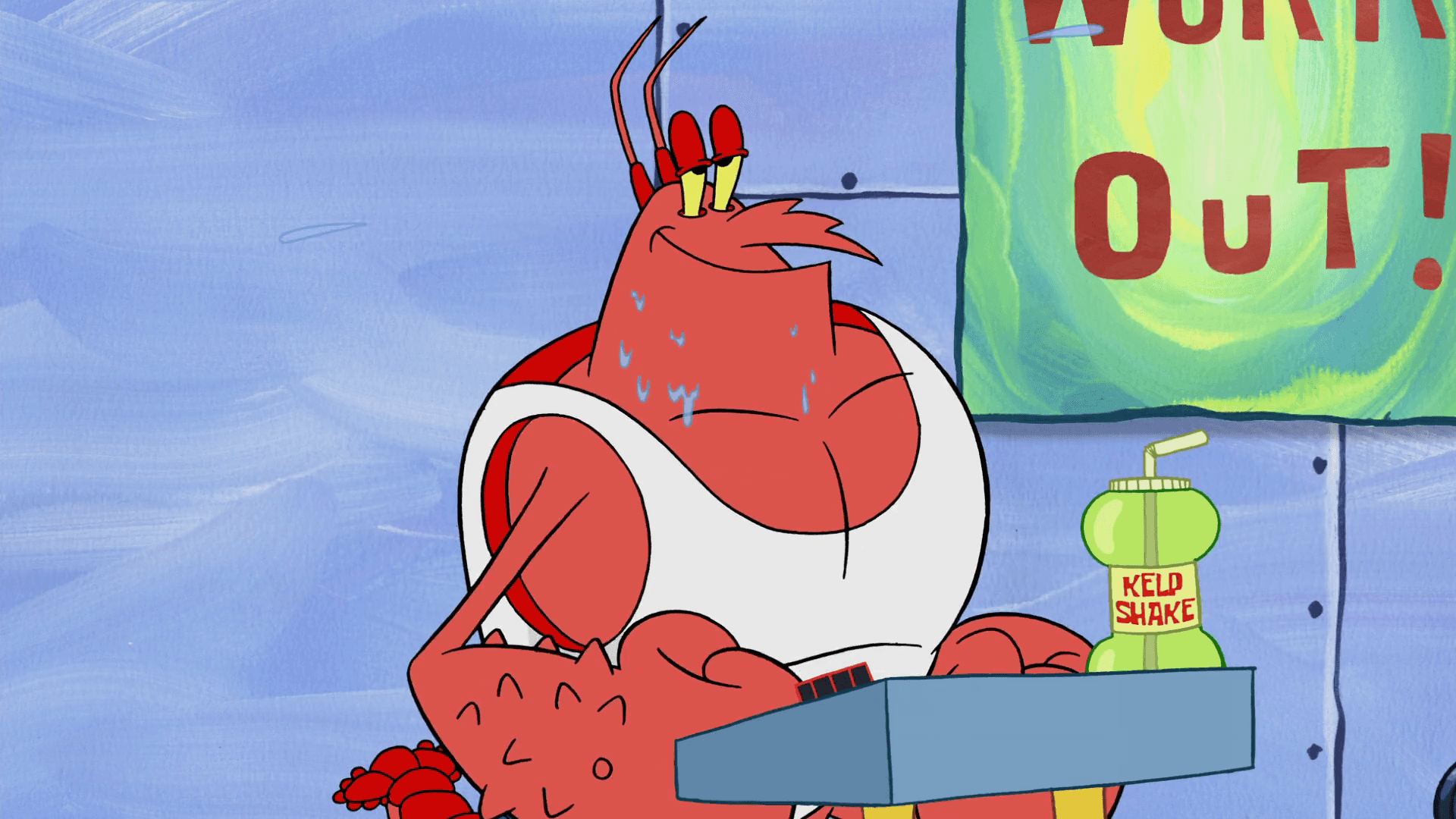 Larry The Lobster Flexing His Muscles Under The Sea Wallpaper