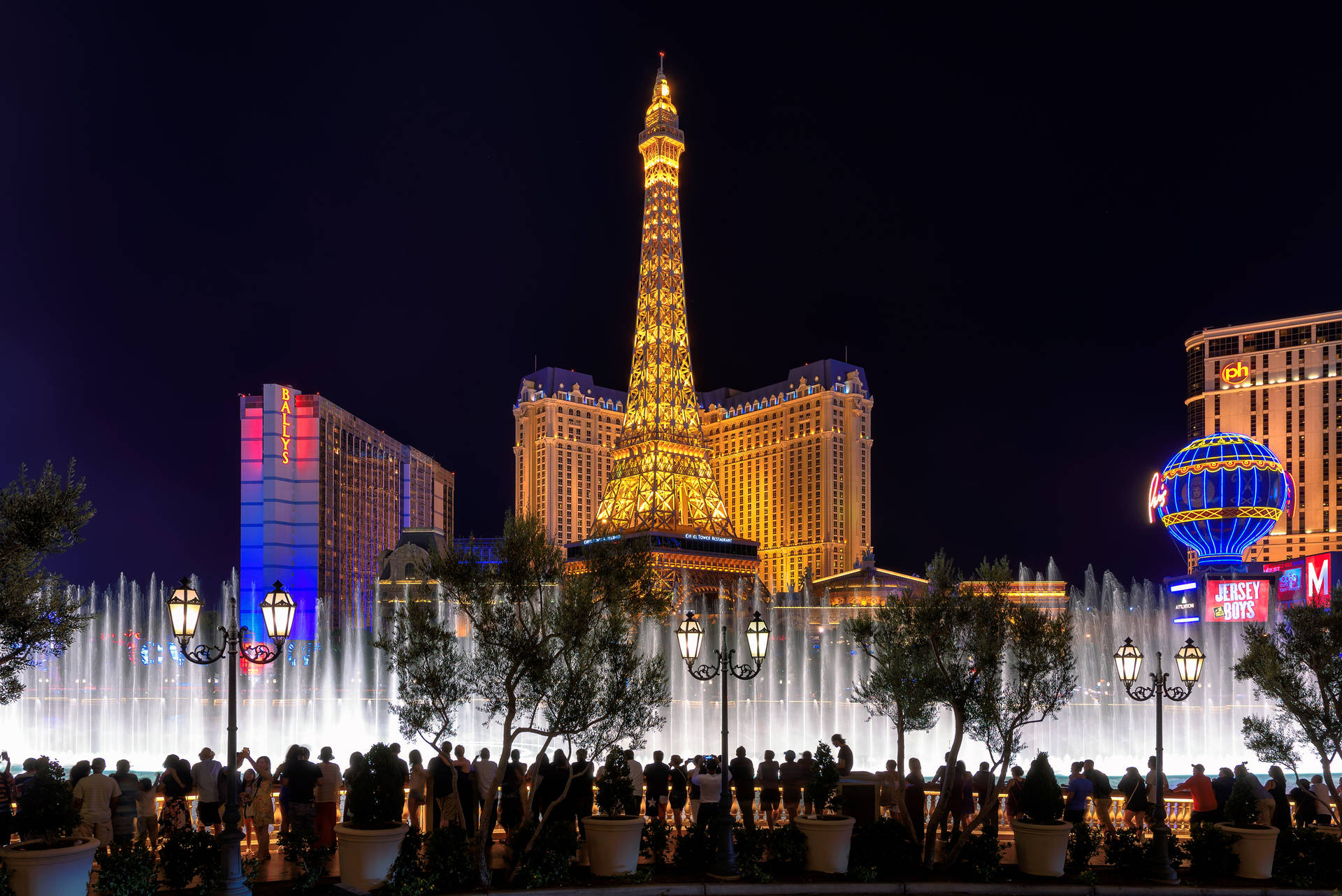 Lasvegas, Espectáculo De La Fuente Bellagio En 4k. Fondo de pantalla