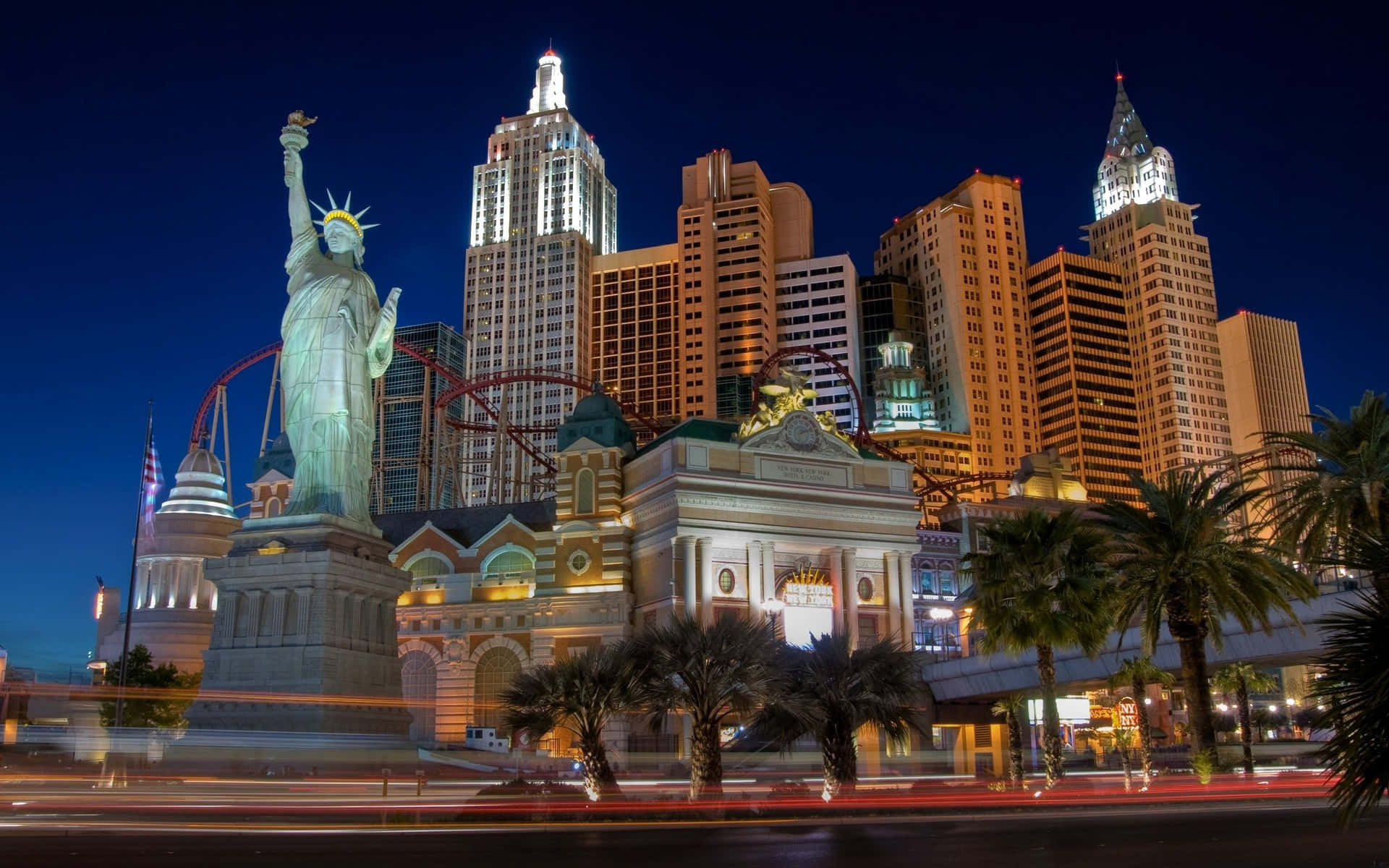 The brilliant lights of Las Vegas turn night into day. Wallpaper