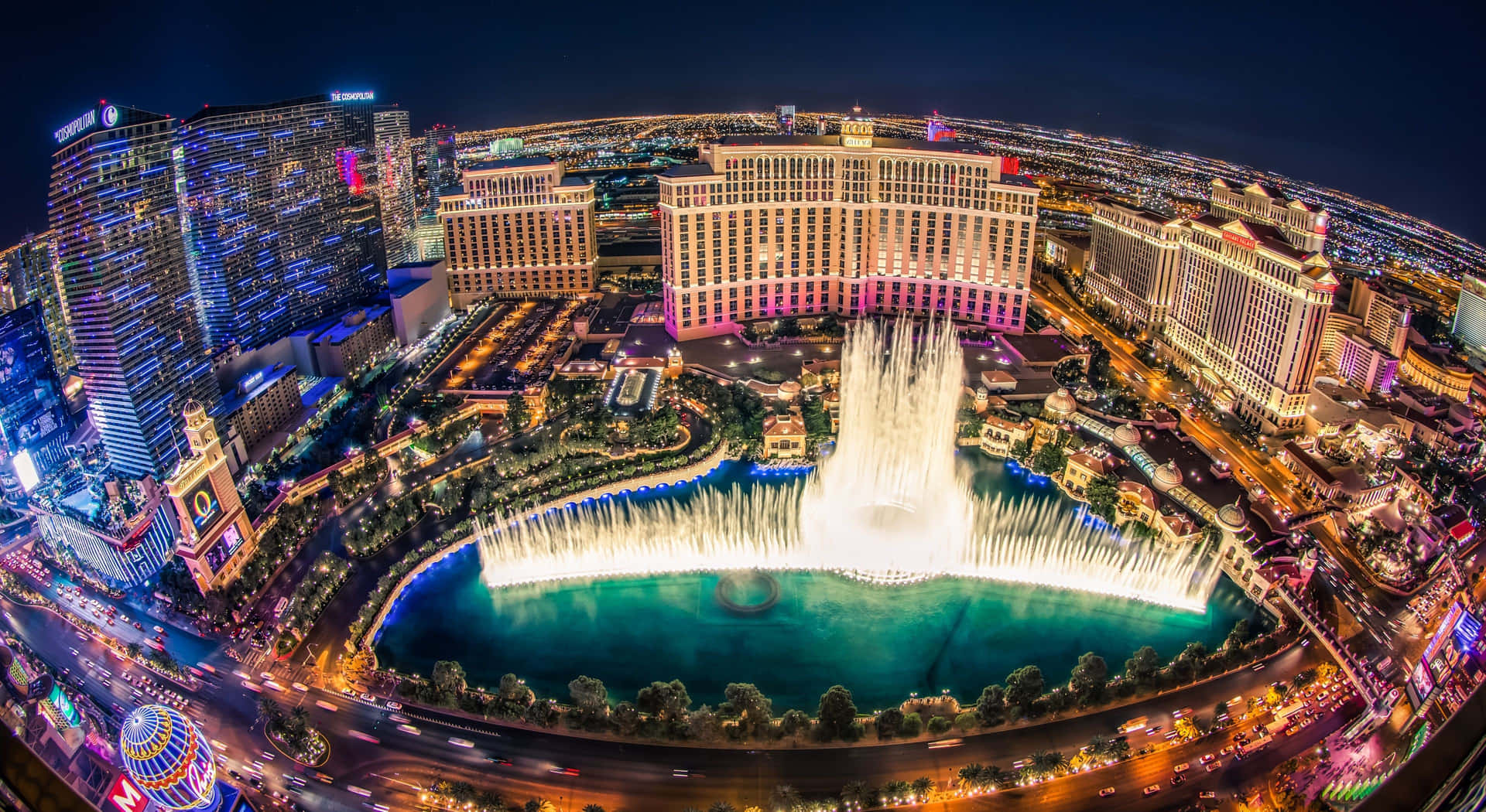Et 360 graders udsigt over Las Vegas Strip Wallpaper