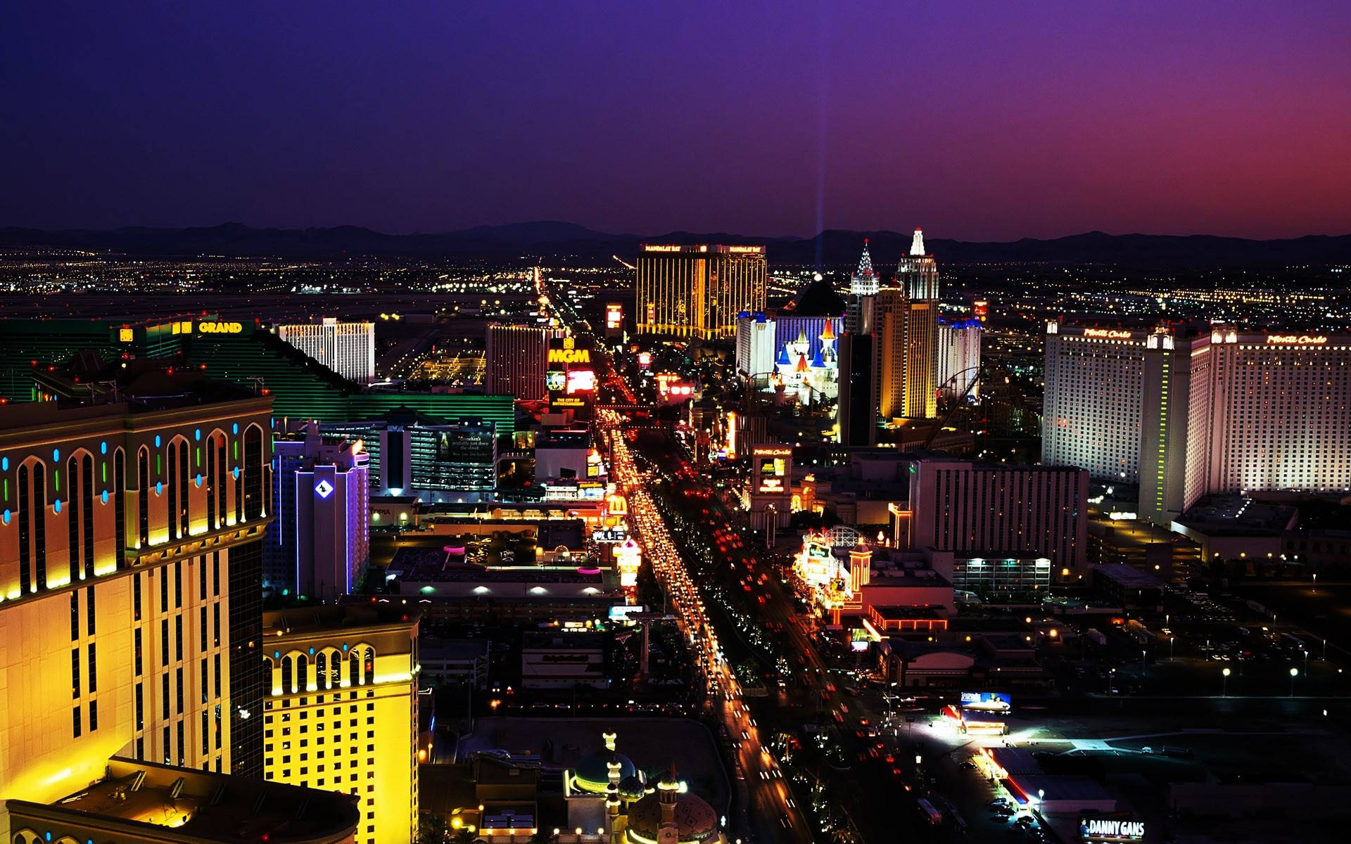 Las Vegas Night Purple Sky Wallpaper