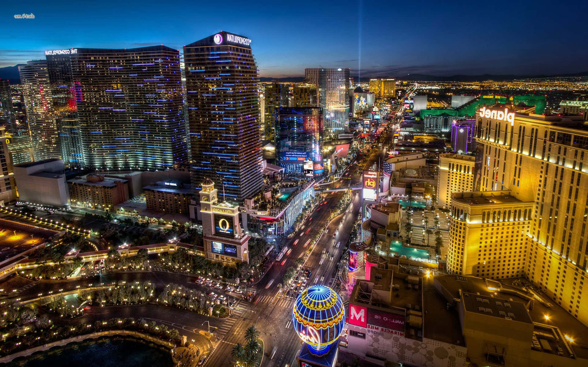 Nighttime Skyline of Las Vegas Wallpaper