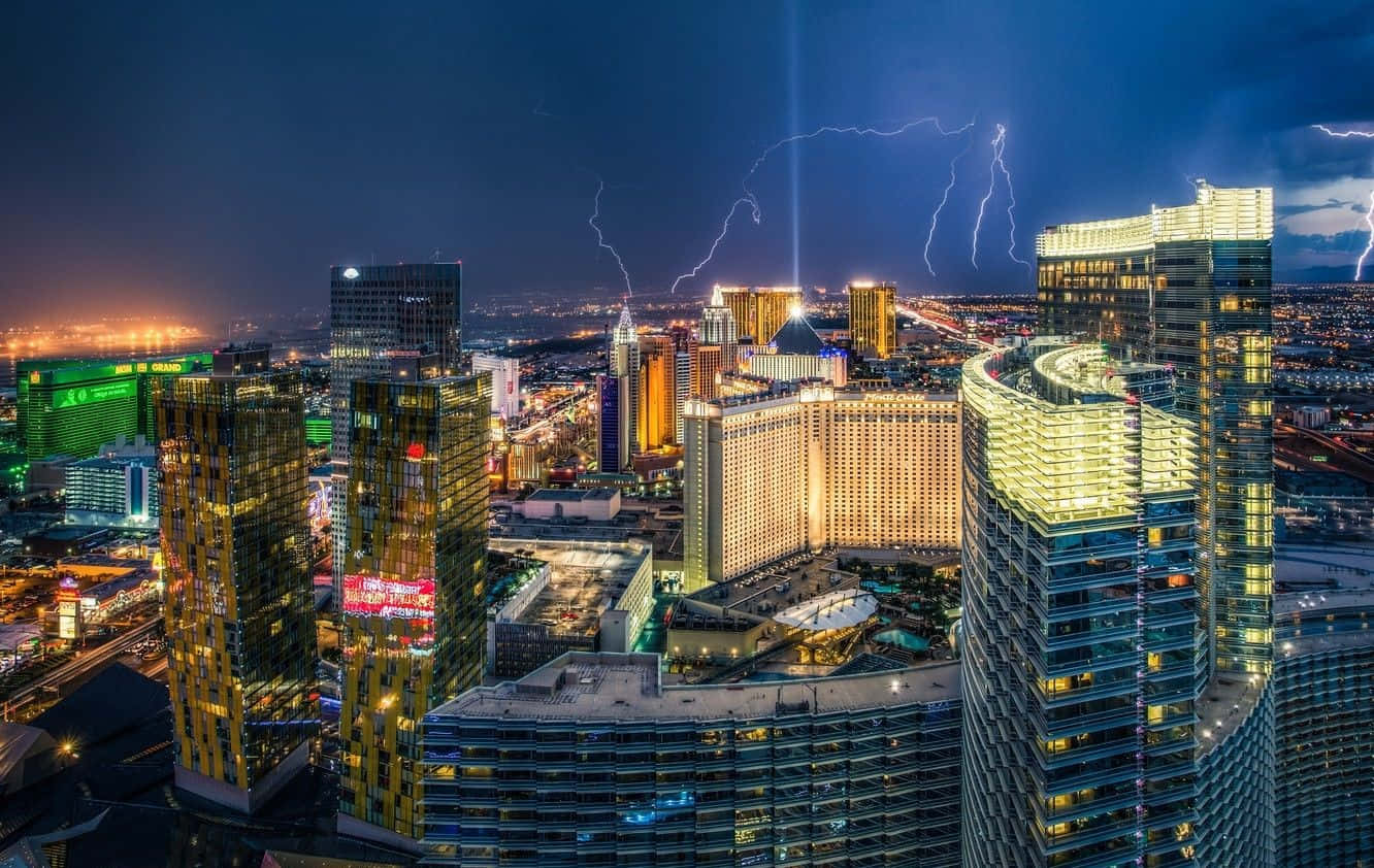 Uncielo Notturno Affascinante Con L'orizzonte Di Las Vegas Sullo Sfondo Sfondo