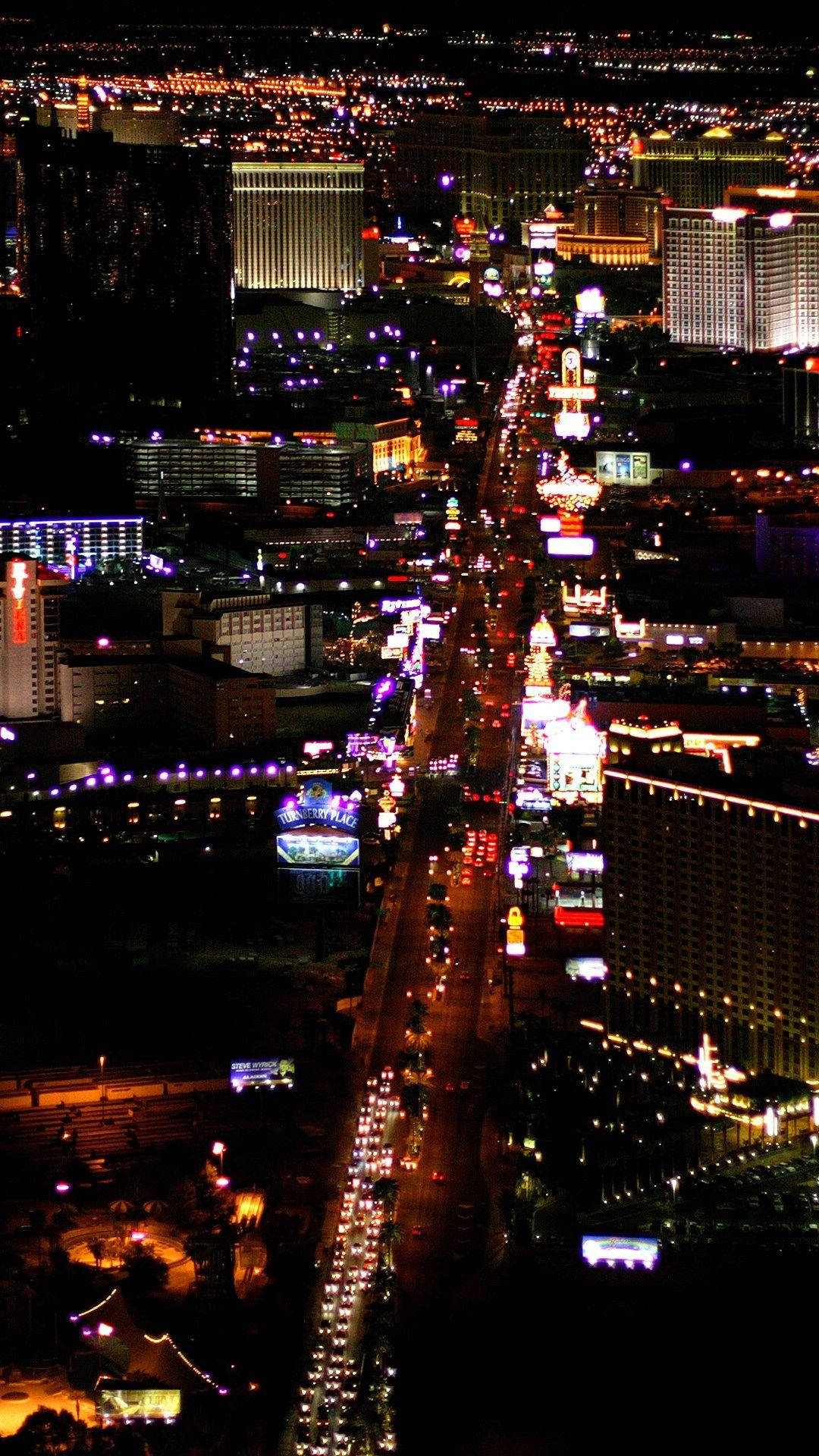 Lasvegas Strip Aerial Noche Boulevard Fondo de pantalla