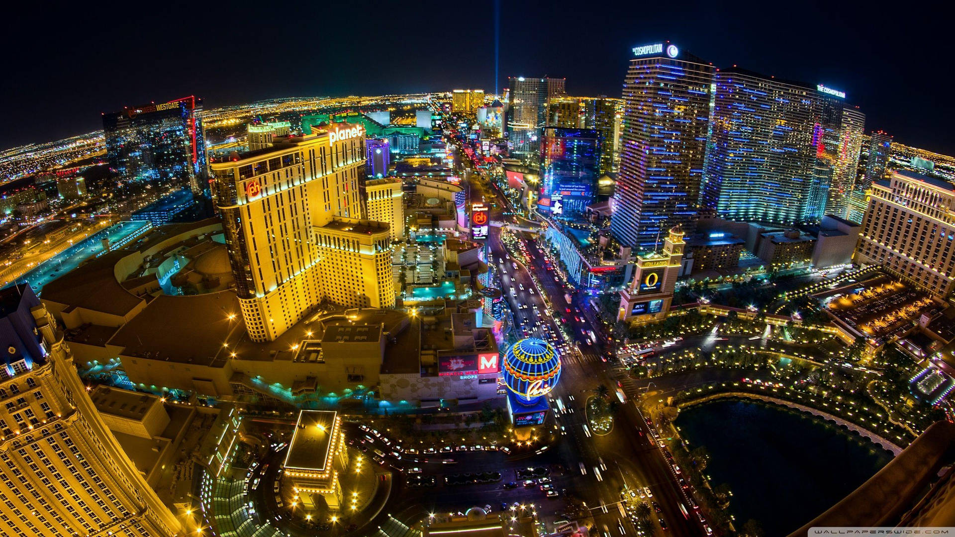 Las Vegas Strip Aerial View Night Wallpaper