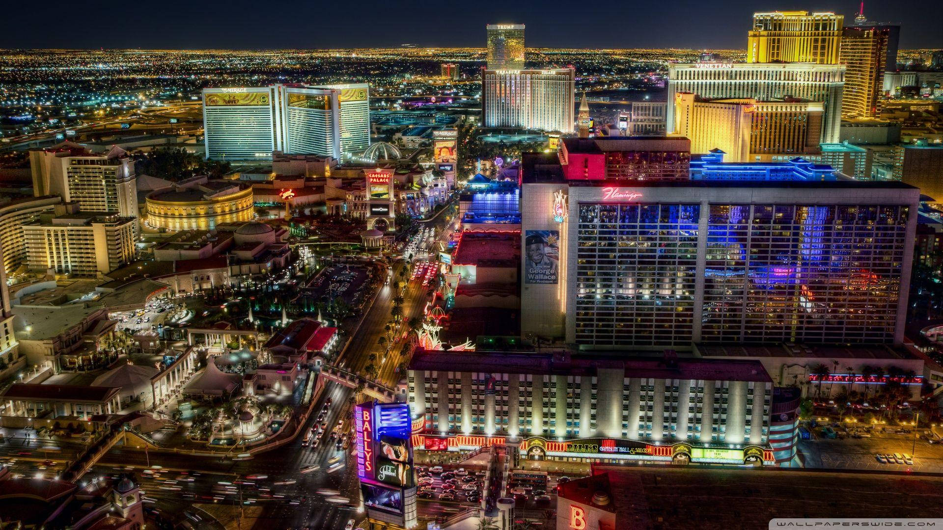 Las Vegas Strip Caesars Palace nat scenen tag et bjergfoto Wallpaper
