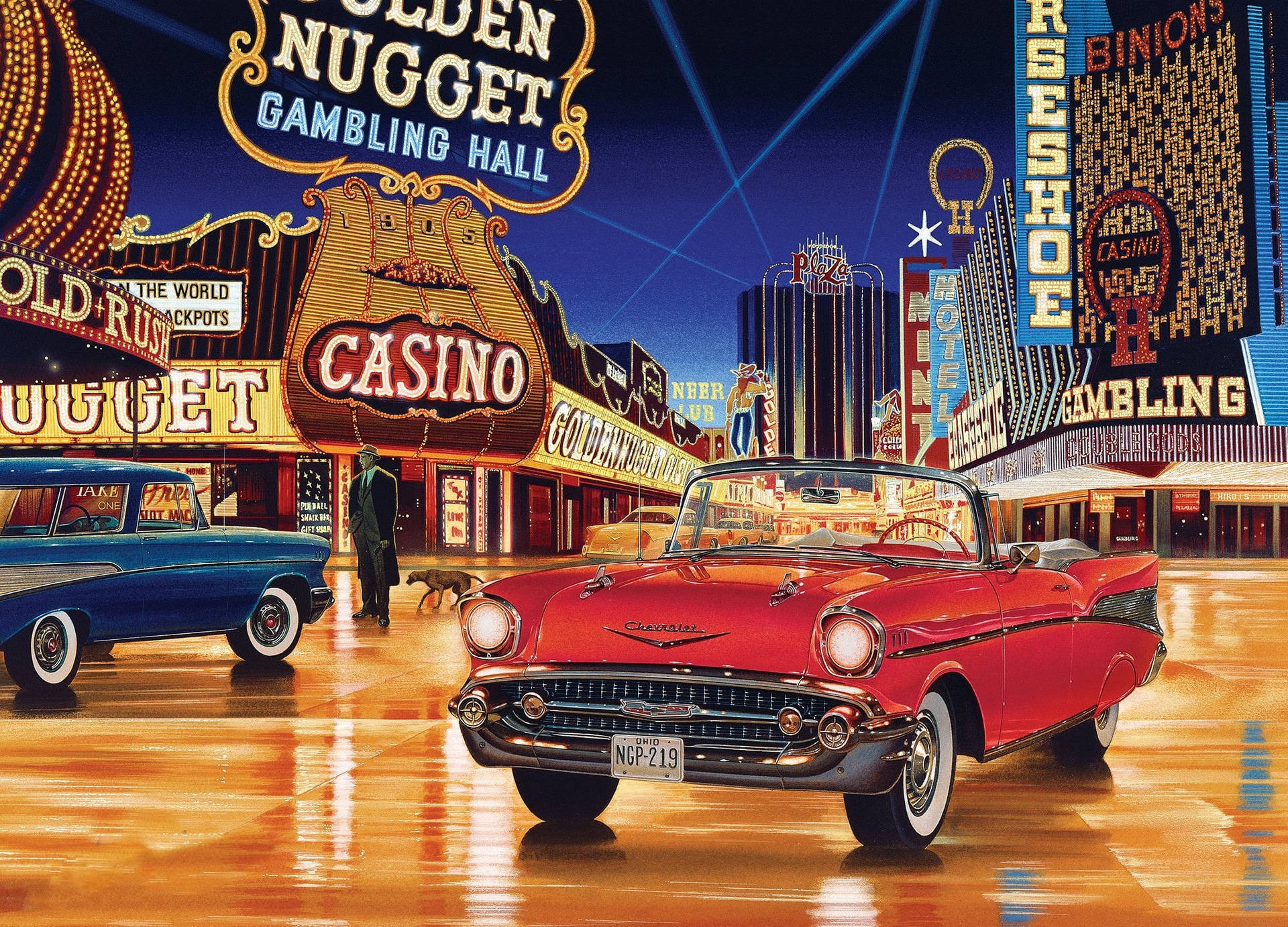 Las Vegas Strip Classic Cars Wallpaper