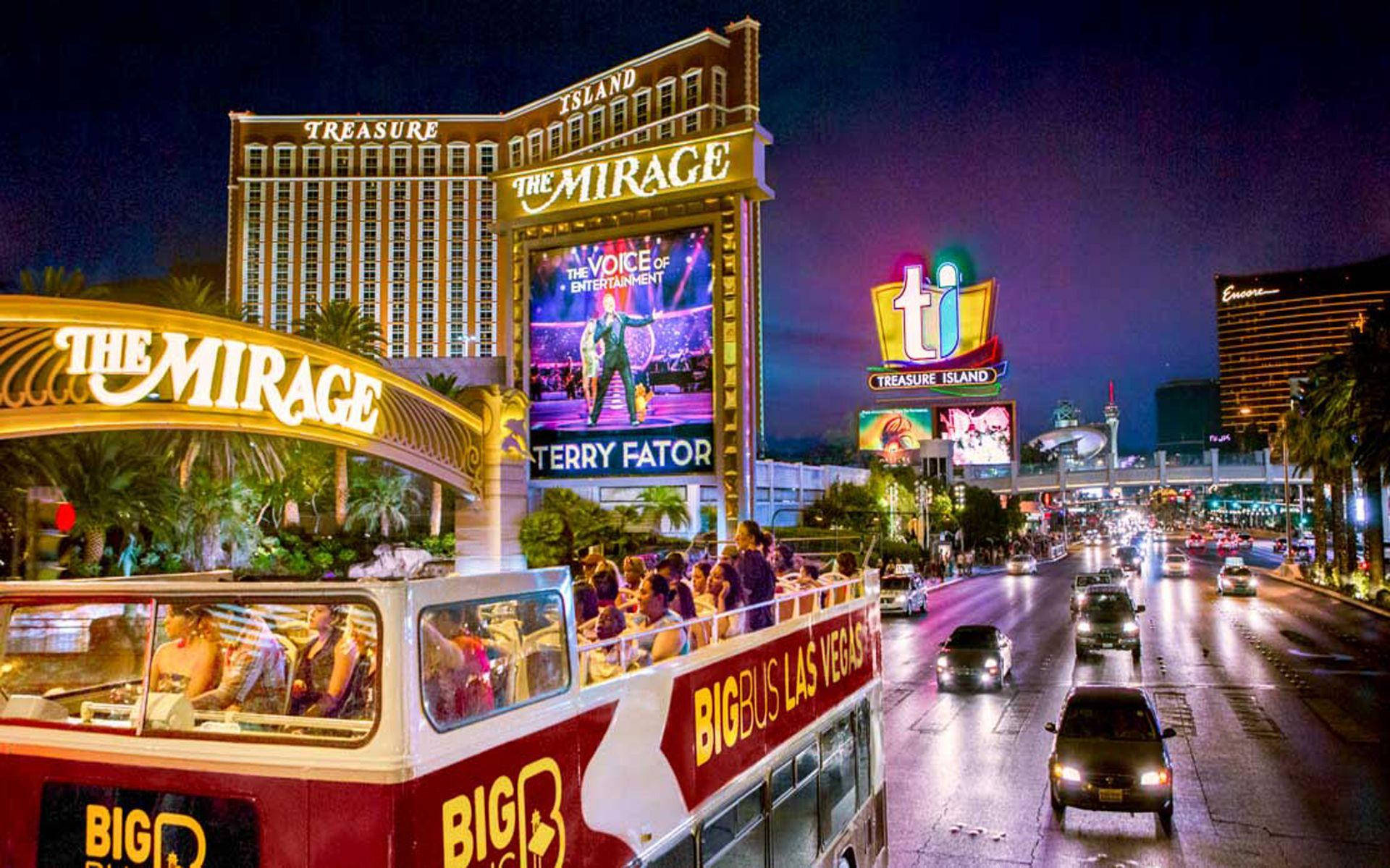 Tour Las Vegas Strip Mirage på busvæggen. Wallpaper