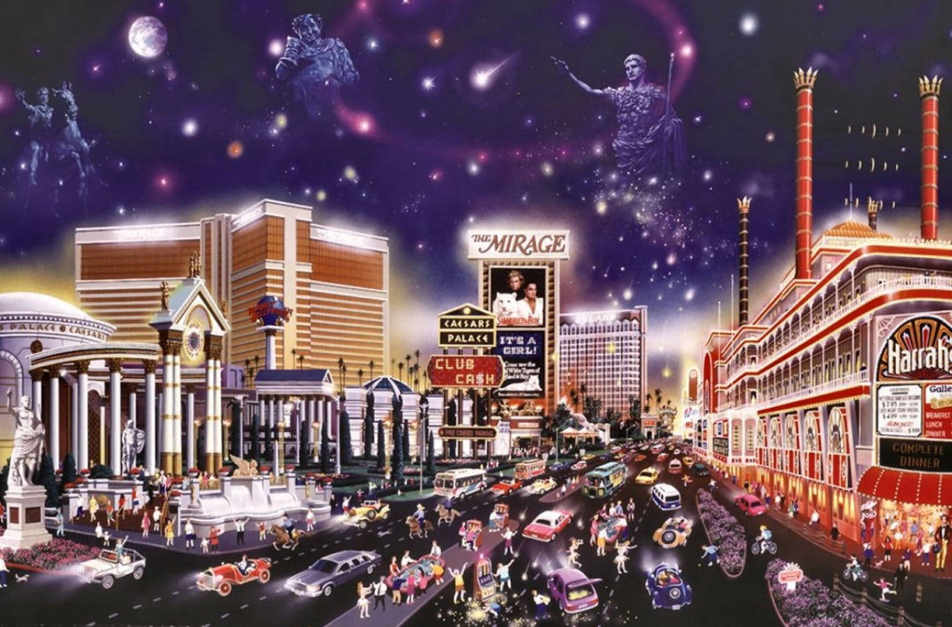 Artede La Fiesta Nocturna En Las Vegas Strip. Fondo de pantalla