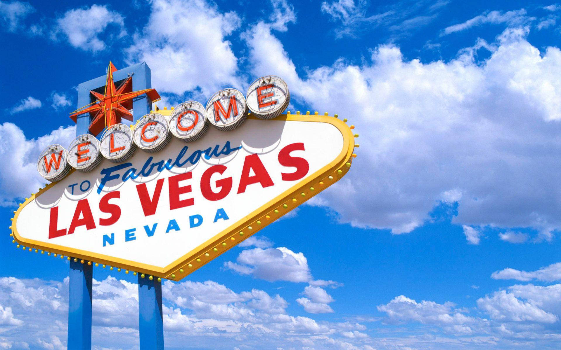 Las Vegas Strip Sign Cloudy Sky Wallpaper