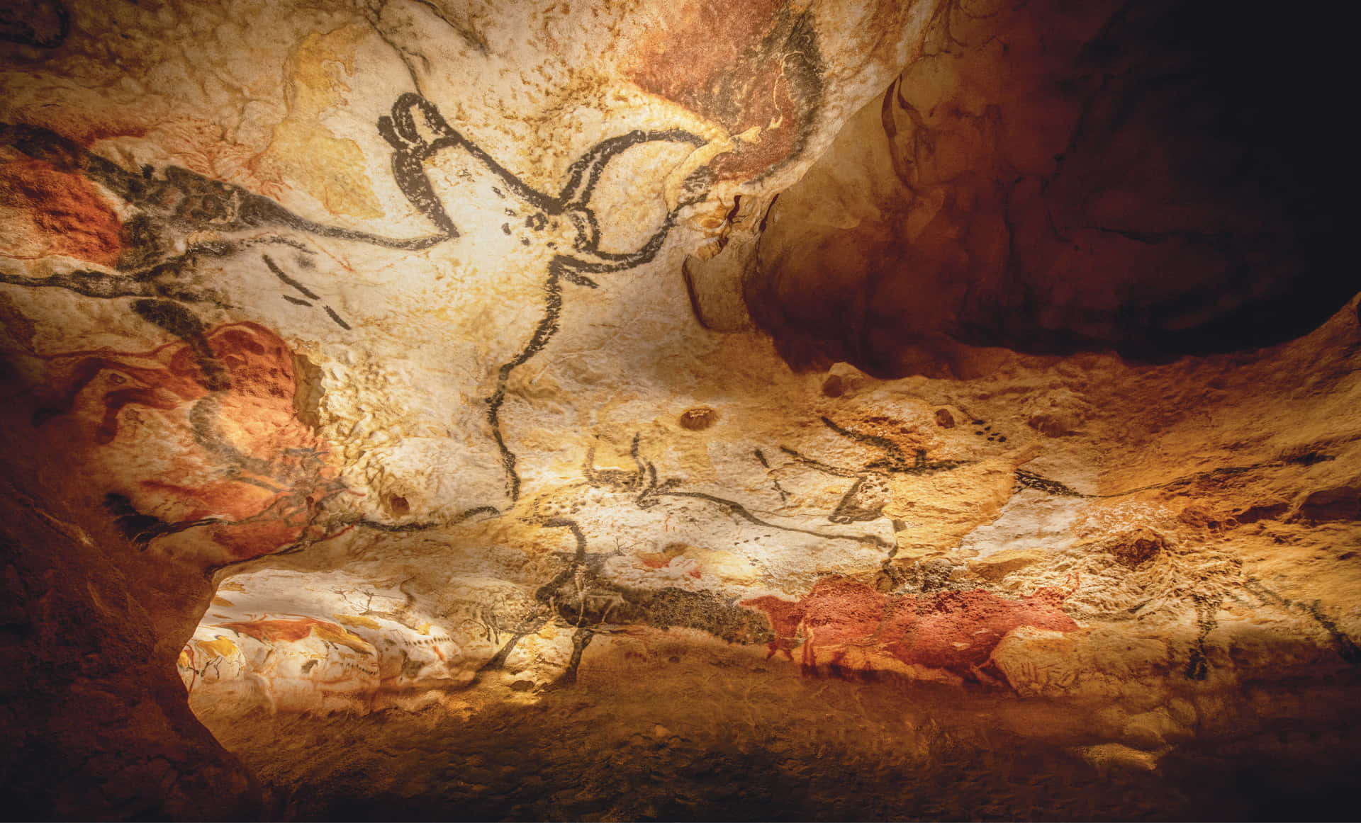 Boeiende Illustraties In Lascaux Grotten Achtergrond