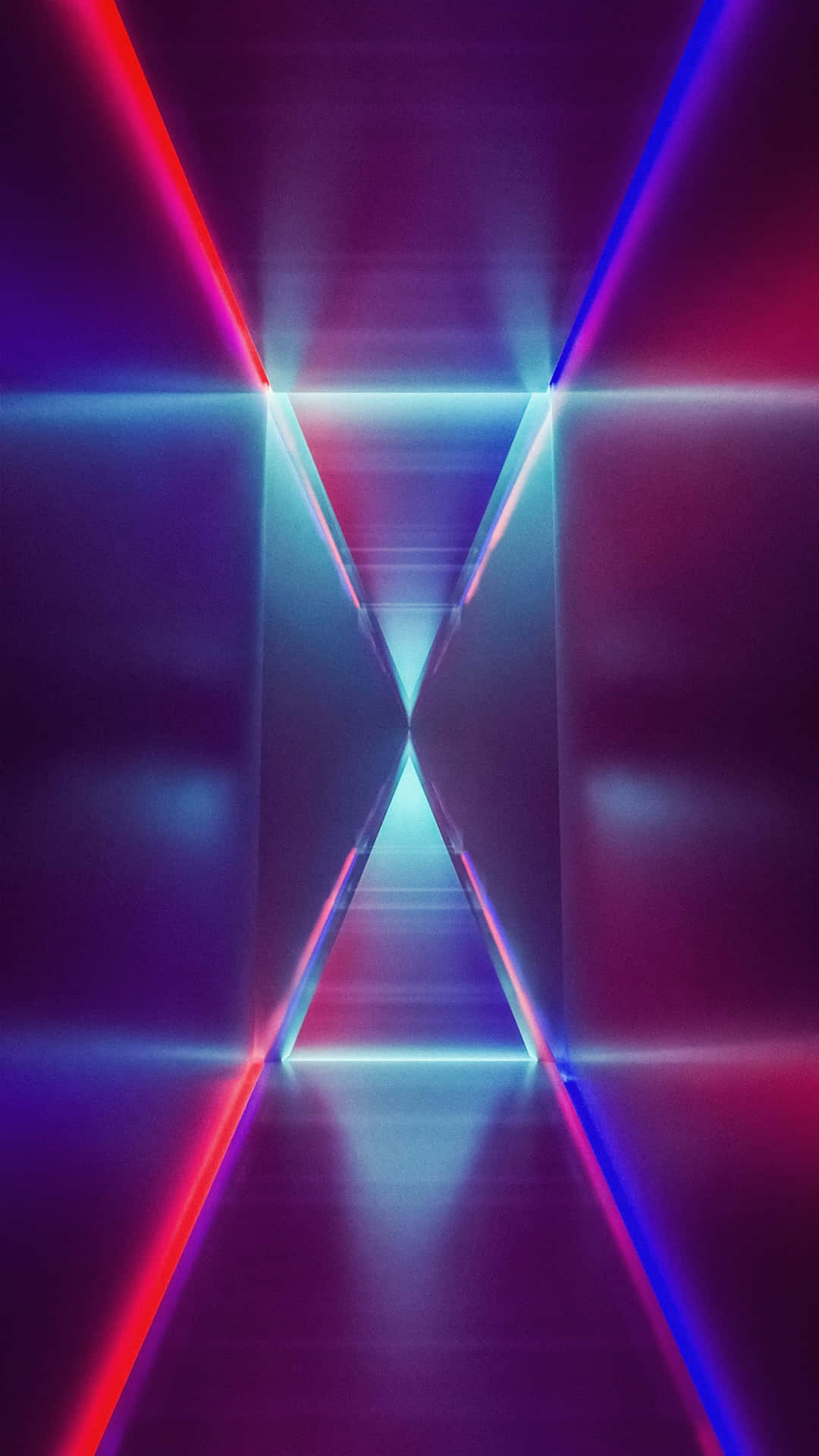 A Blue And Red Neon Light Tunnel
