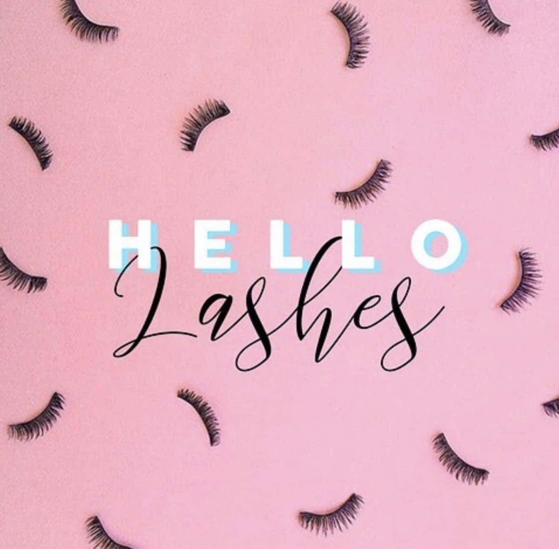 Hello Lashes - A Pink Background With Black Lashes