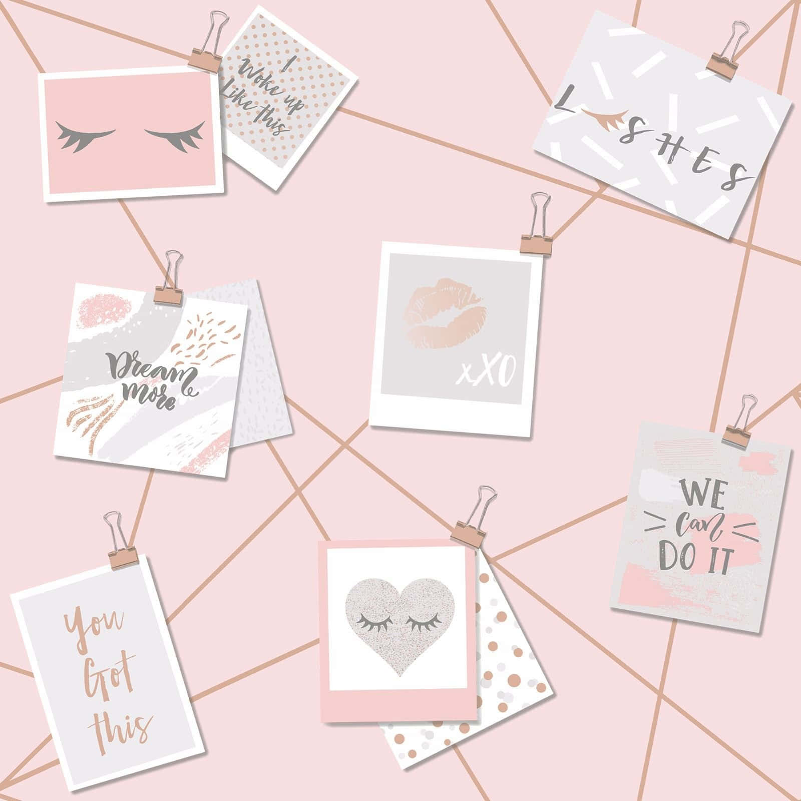 A Pink Background With A Variety Of Photos And Posters