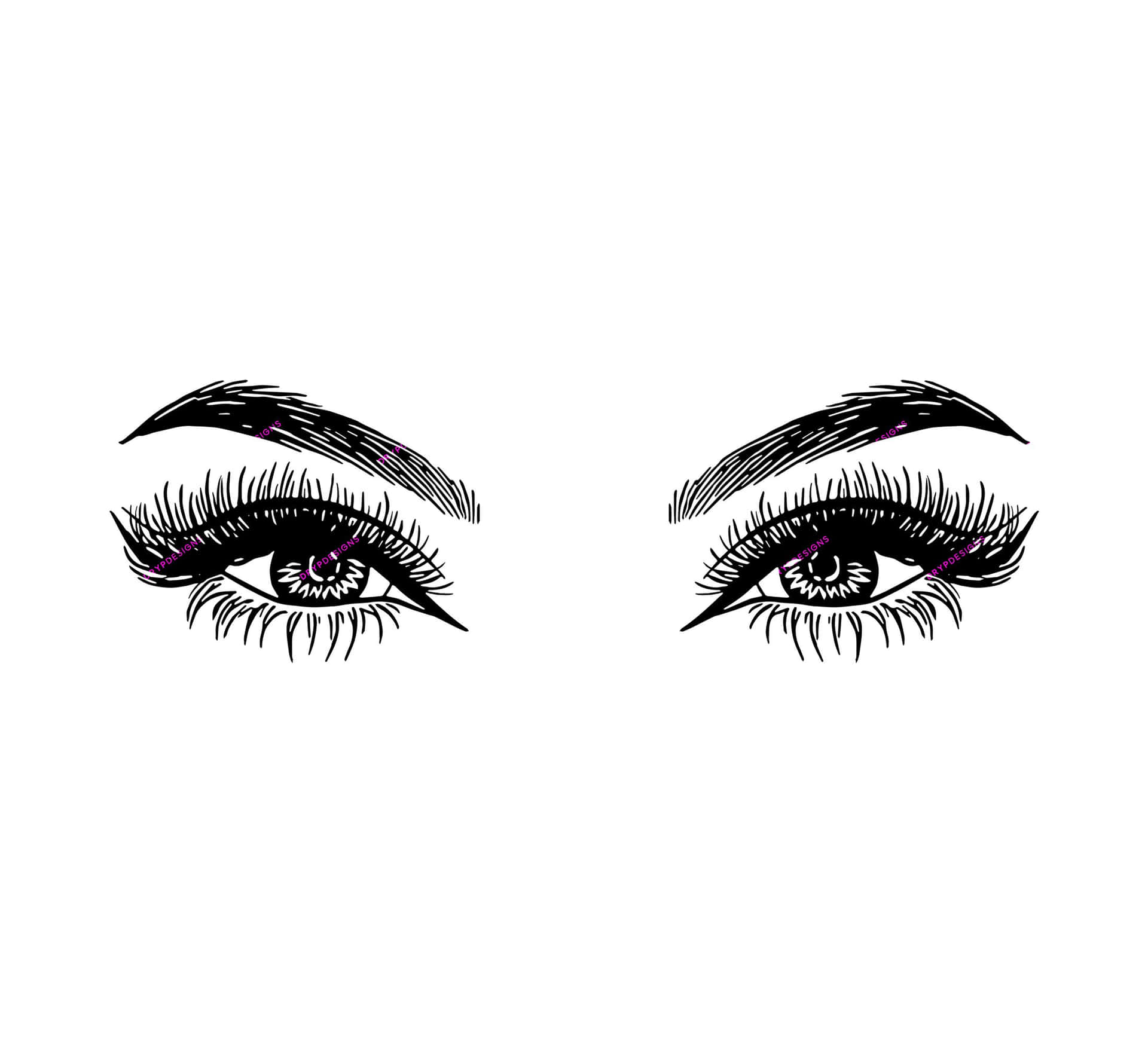 Two Eyes With Long Lashes And Purple Eyeshadow