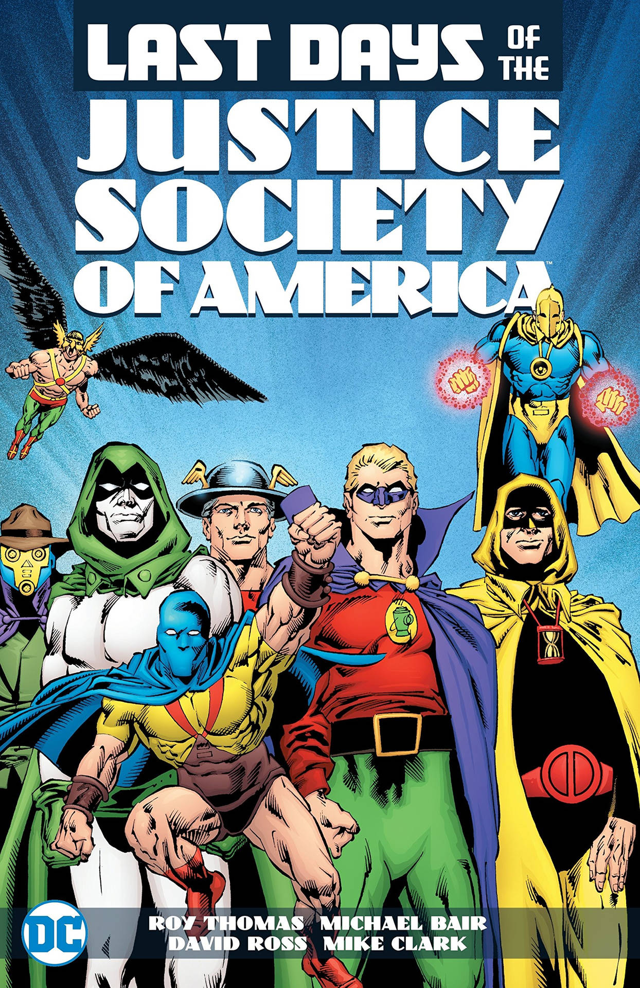 Sidste Dage for Den Justice Society of America-Tapetet viser det legendariske hold, der stiller op til evig æresbevarelse. Wallpaper