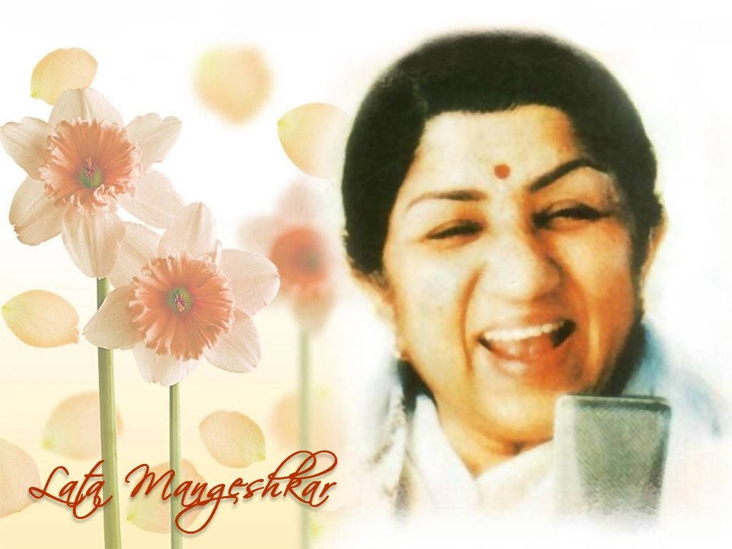Lata Mangeshkar Flower-designed Poster