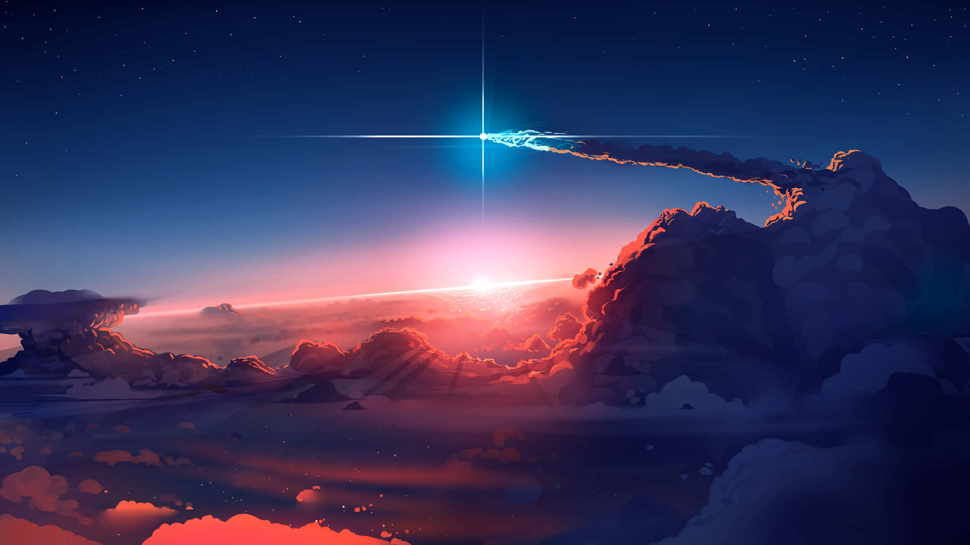 Latent Missile Sparkle Clouds Wallpaper