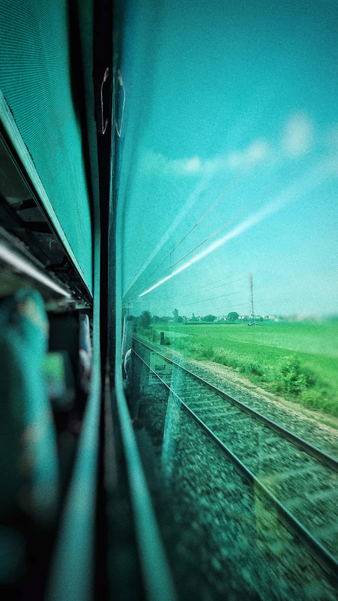 Lateral View Of The Railroad From The Train Window Wallpaper