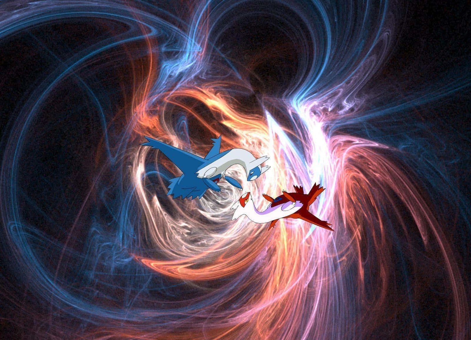 Latias And Latios In Abstract Background Wallpaper