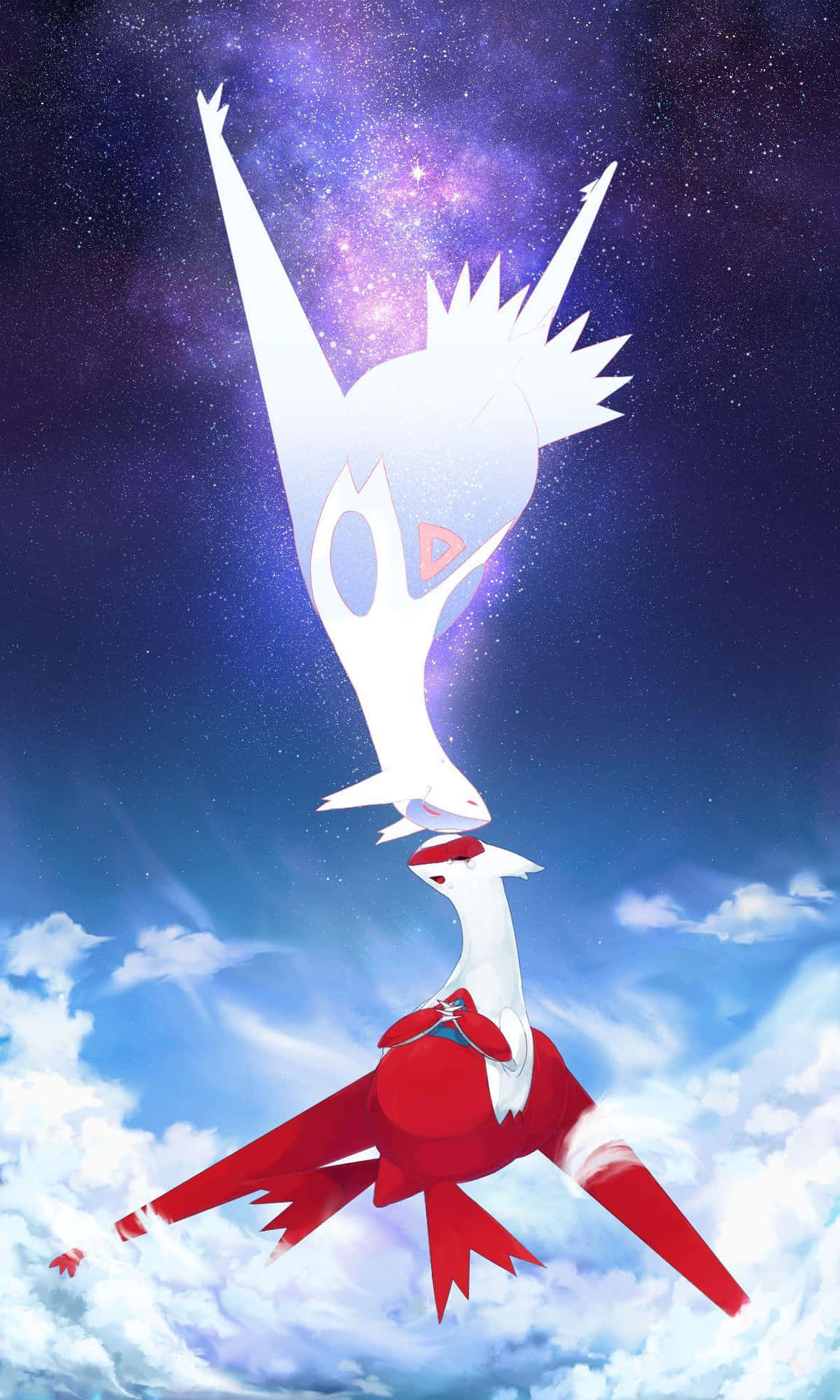 Latias Bumping Heads With Gleaming Latios Wallpaper