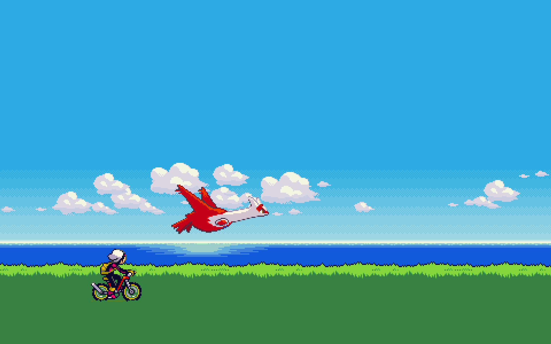 Latias Flying In Pixel-graphic Game Wallpaper
