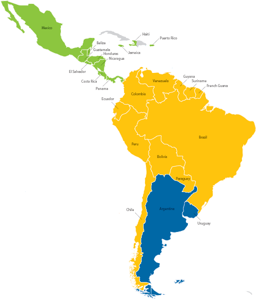 Latin America Color Coded Map PNG