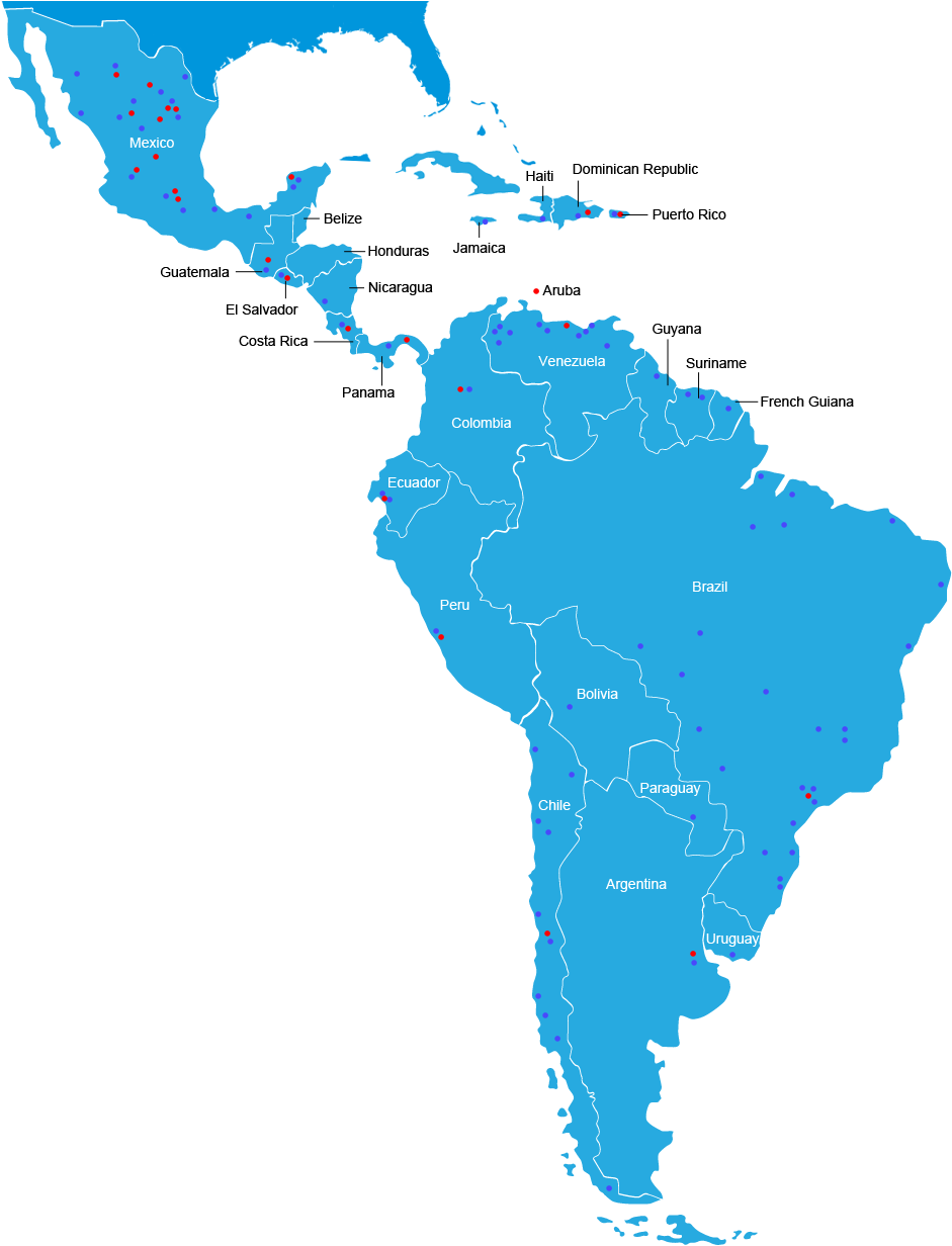 Download Latin America Mapwith Data Points | Wallpapers.com