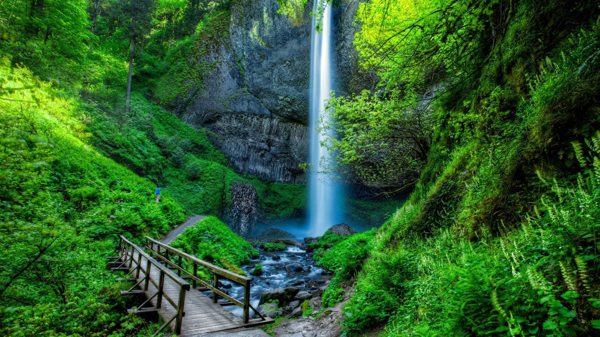 Latourell Falls Hd Waterfall Background