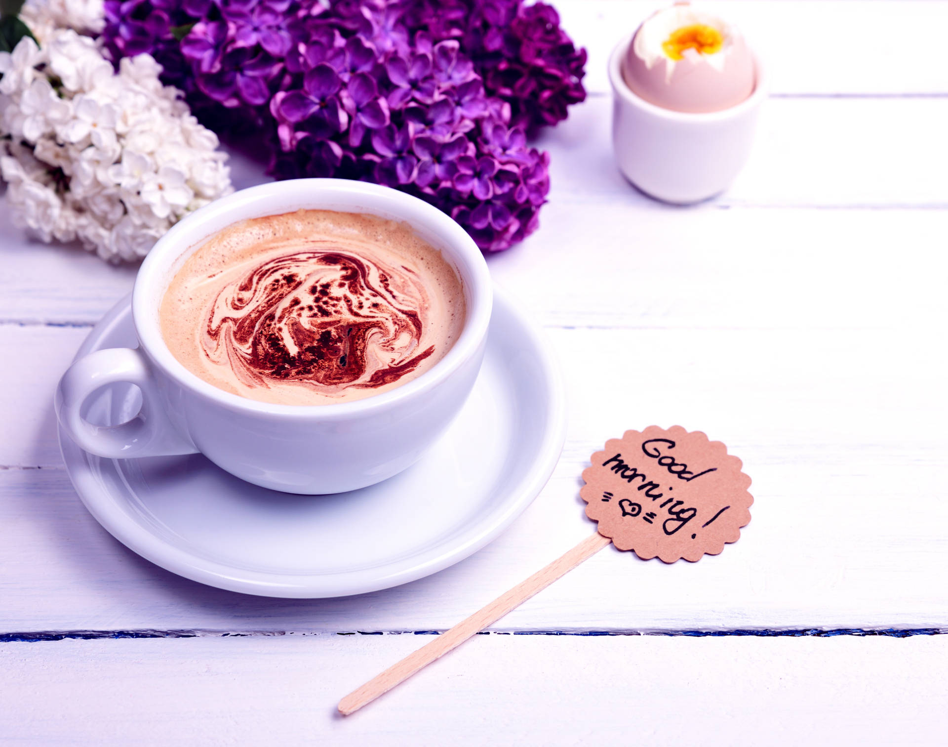 Latte And Lilac Good Morning Wallpaper